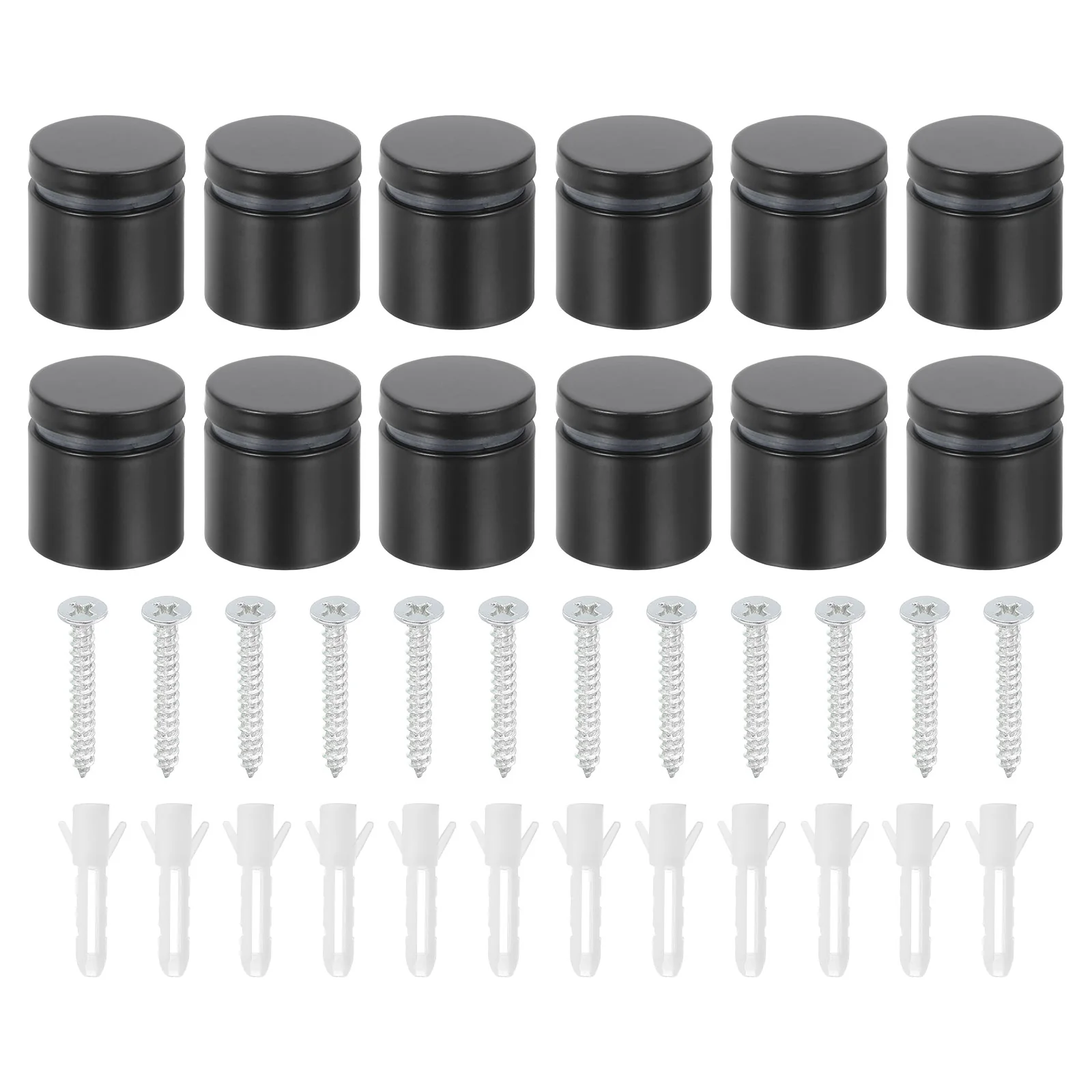 Uxcell 12 Pcs Standoff Screws, 1" x 1" Stainless Steel Wall Standoff Mounts, Black