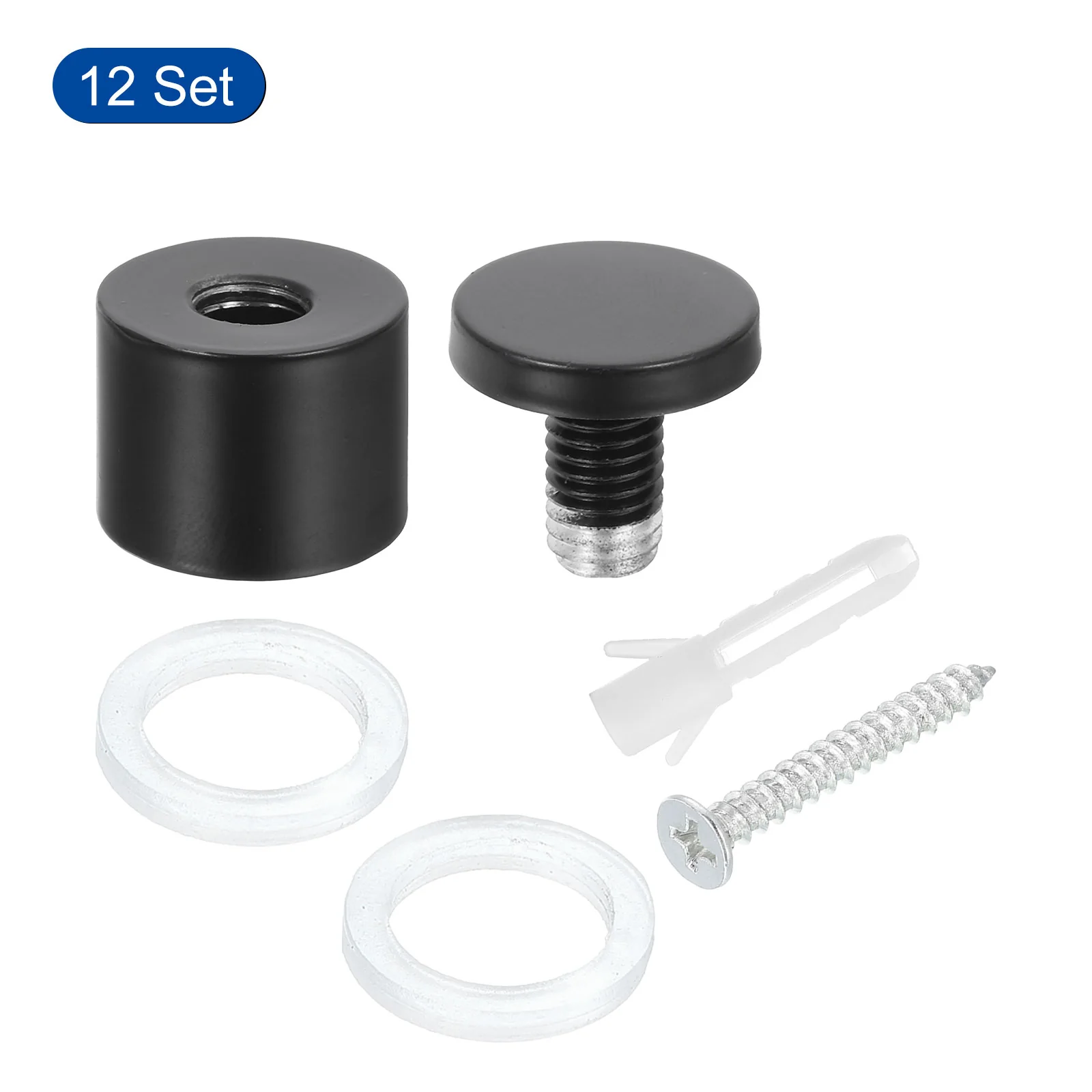 Uxcell 12 Pcs Standoff Screws, 1" x 1" Stainless Steel Wall Standoff Mounts, Black - Image 3