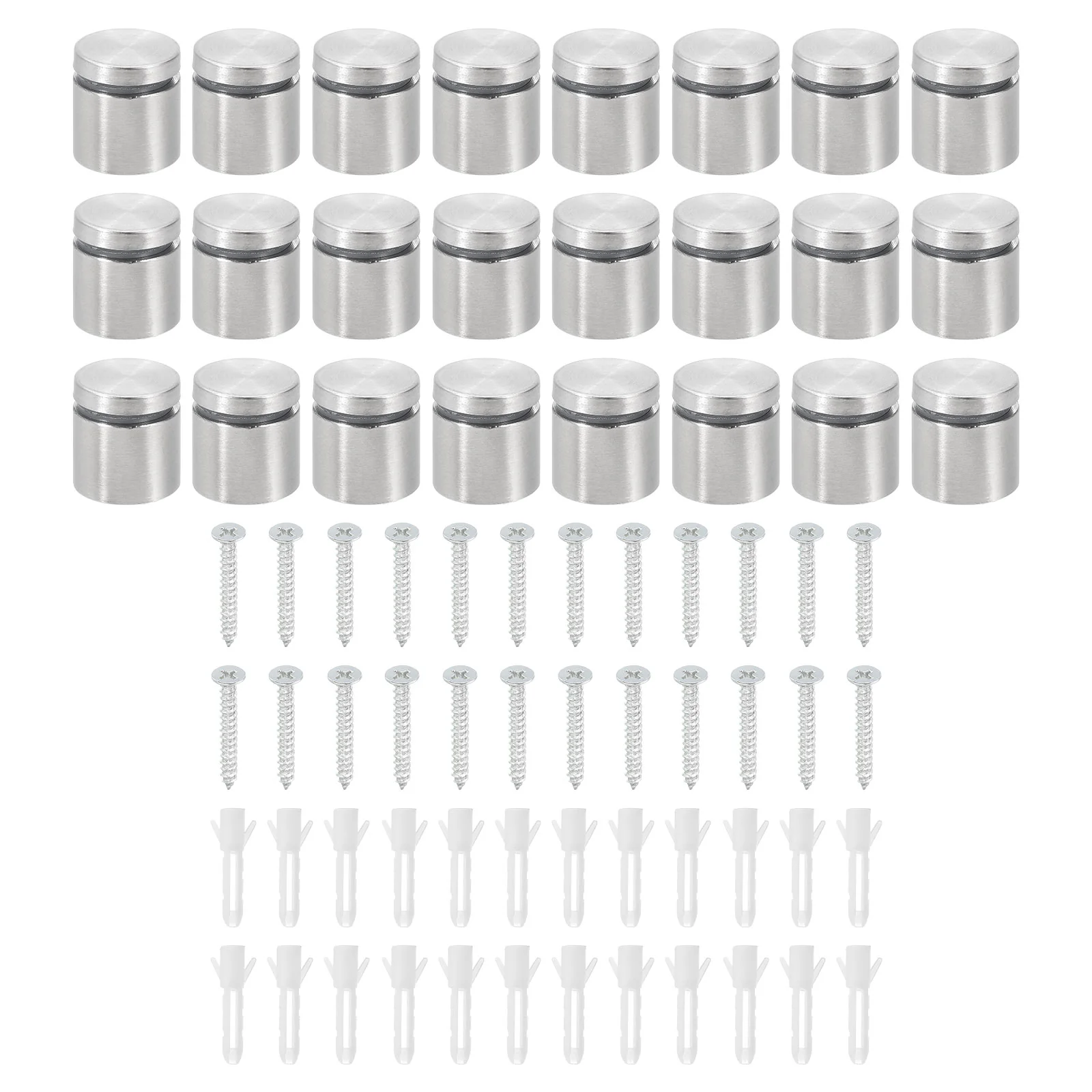 Uxcell 24 Pcs Standoff Screws, 1" x 1" Stainless Steel Wall Standoff Mounts, Silver
