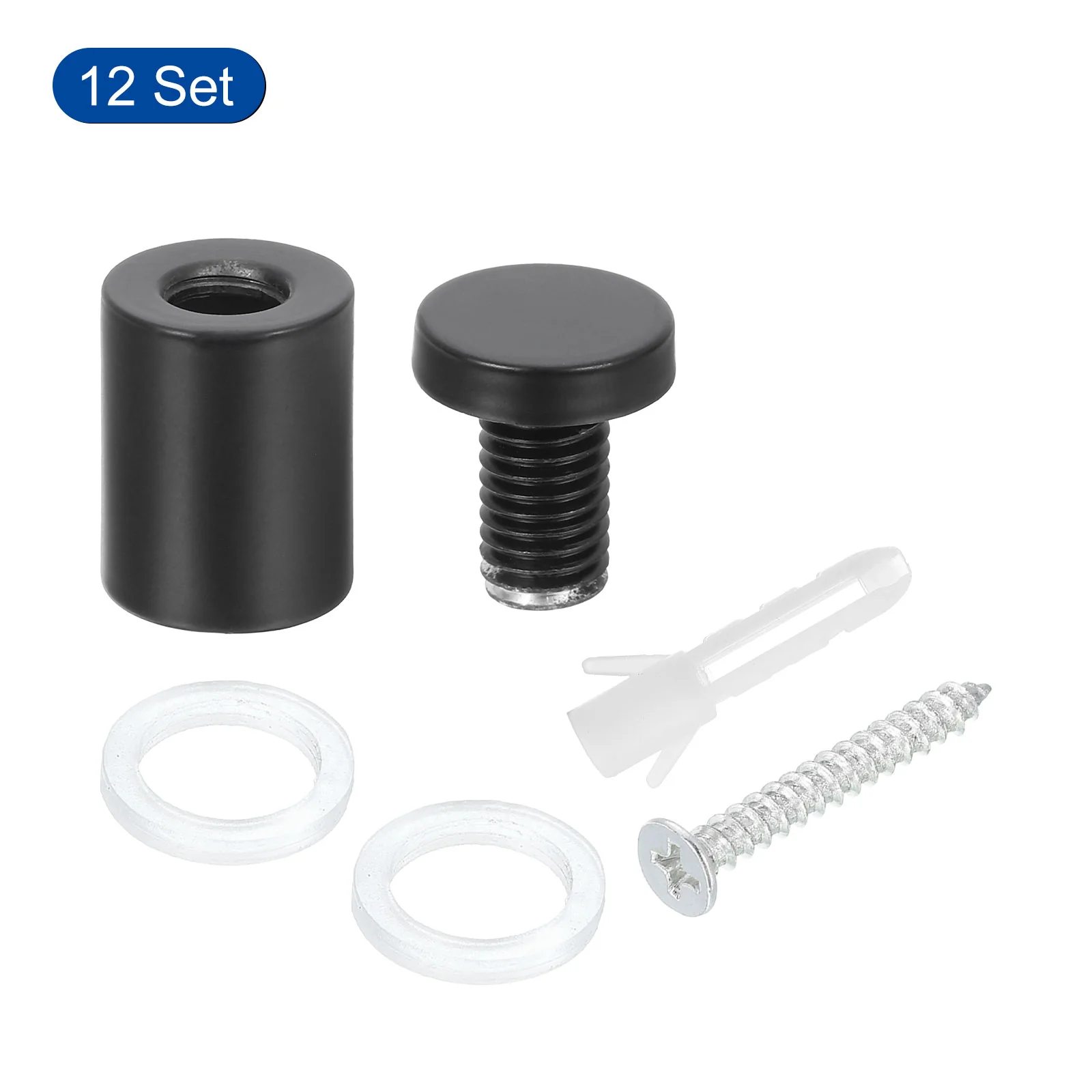 Uxcell 12 Pcs Standoff Screws, 3/4" x 1.18" Stainless Steel Wall Standoff Mounts, Black - Image 3