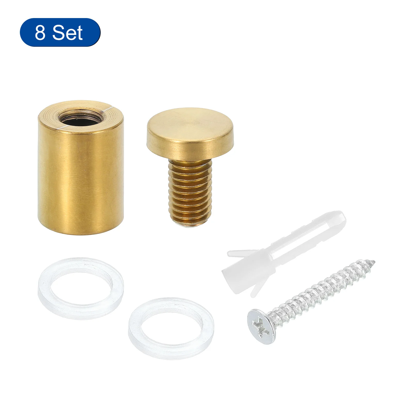 Uxcell 8 Pcs Standoff Screws, 3/4" x 1.18" Stainless Steel Wall Standoff Mounts, Gold - Image 3