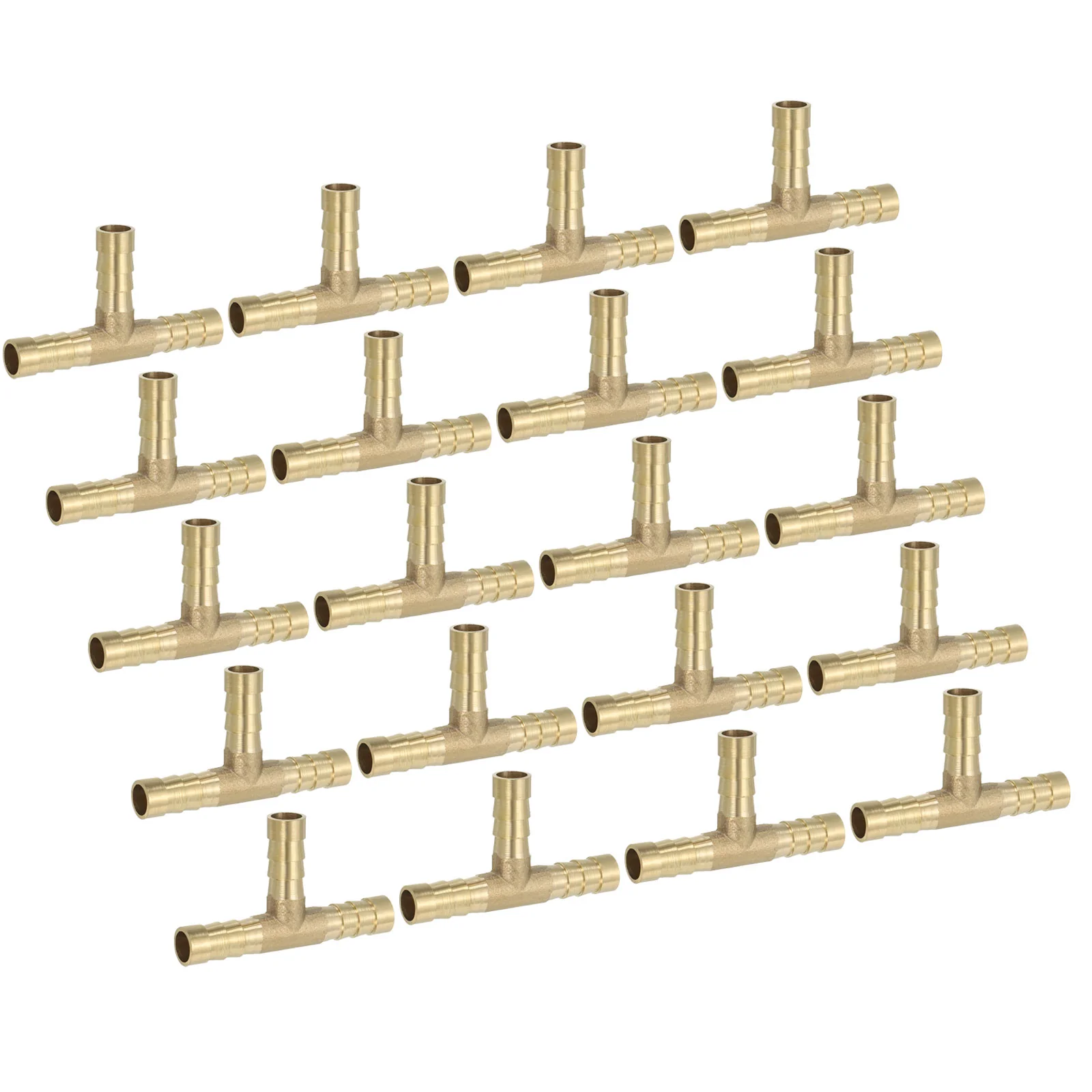 20Pcs 5/16" Brass Tee Barb Hose Fitting 3 Ways Adapter Union Barbed Split,Golden