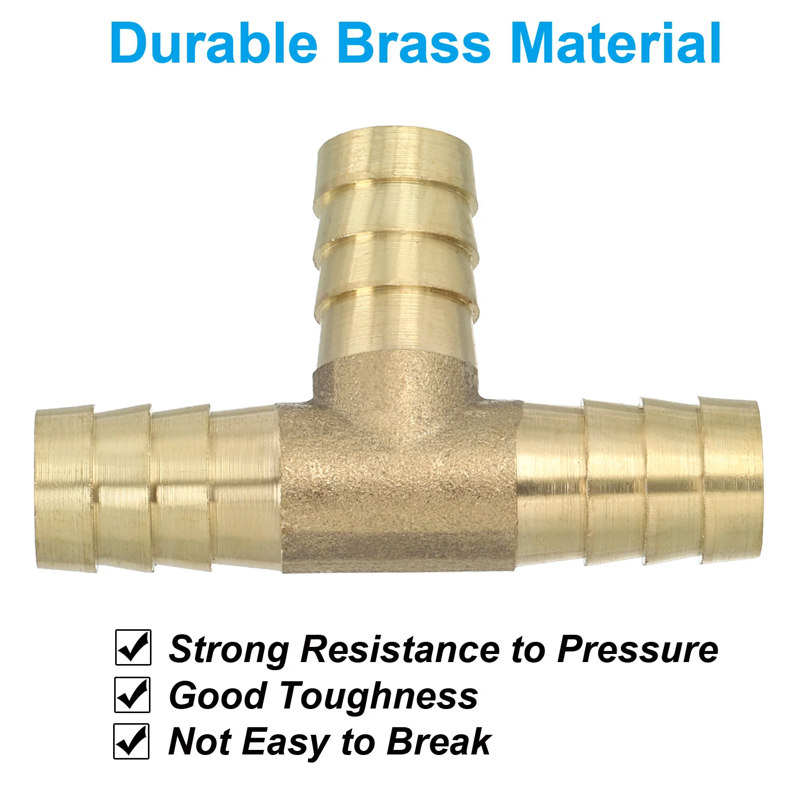 1/2" Brass Tee Barb Hose Fitting 3 Ways Adapter Union Barbed Split, Golden - Image 3