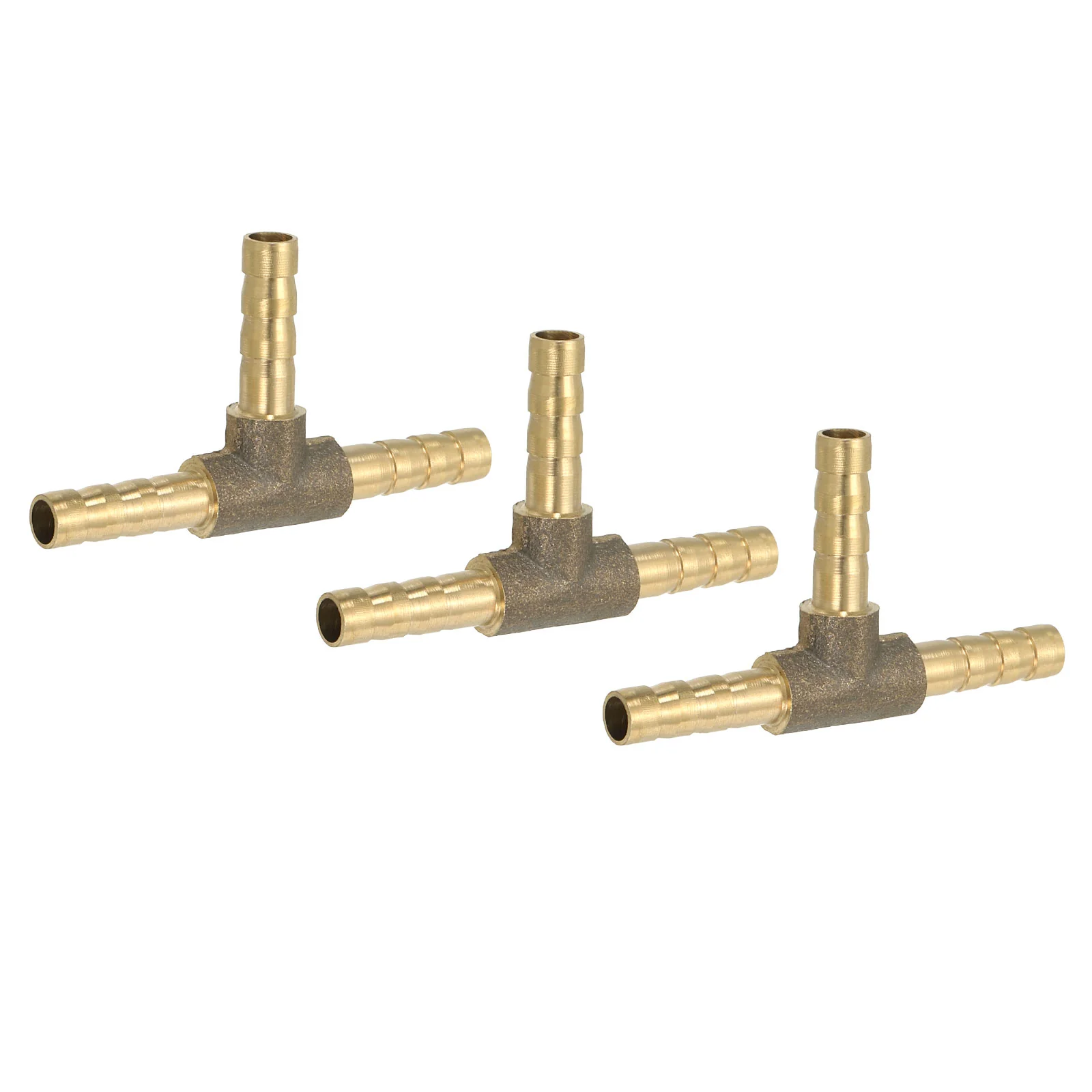 3 Pcs 3/16" Brass Tee Barb Hose Fitting 3 Ways Adapter Union Barbed Split,Golden