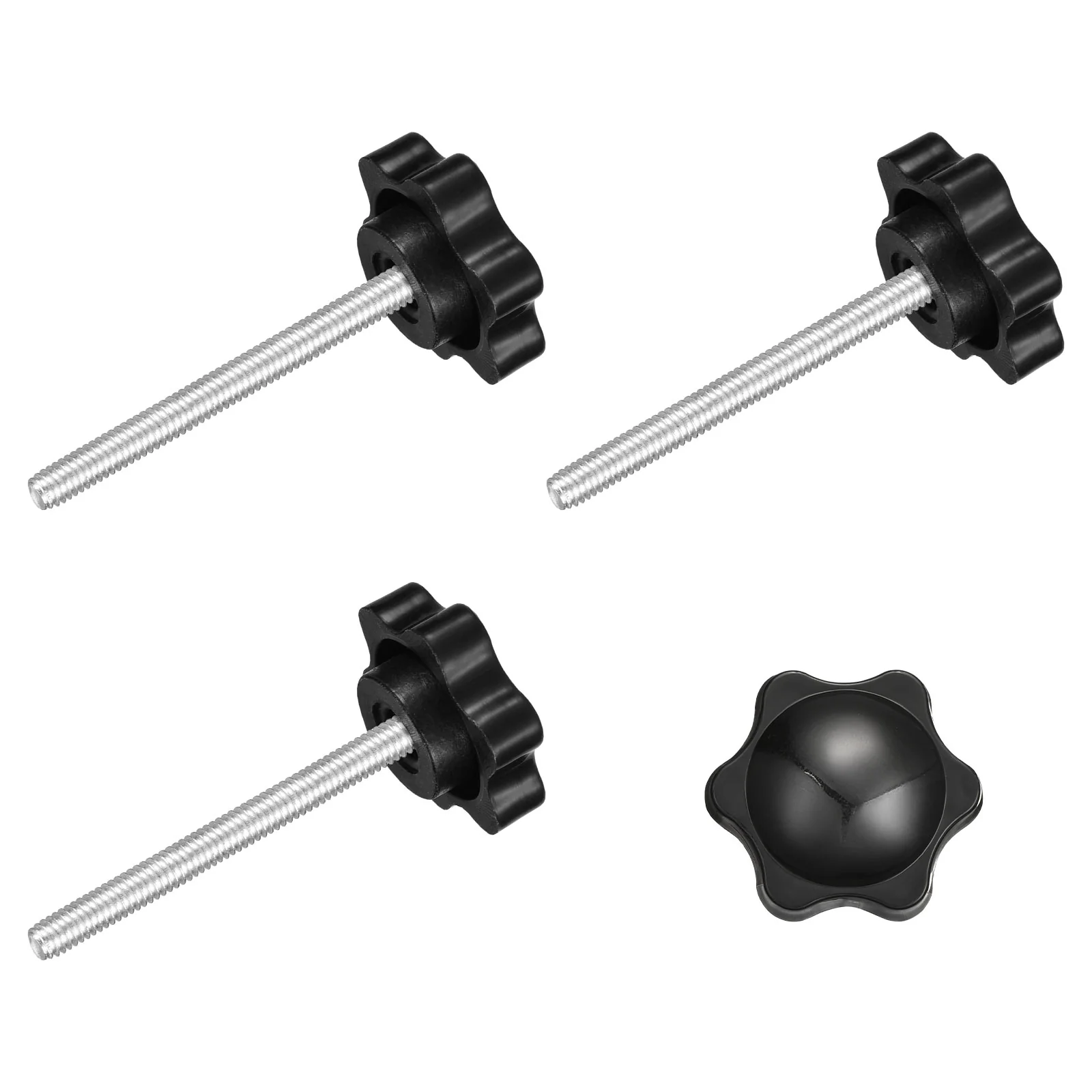 Uxcell 4Pcs Clamping Screw Knob, M4 x 40mm Hex Shaped Star Knob, 25mm Dia