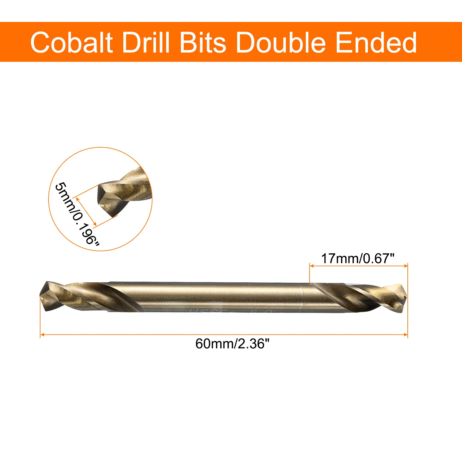 10Pcs Cobalt Drill Bits Double Ended 5mm/0.196" M35 HSS Twist Drill Bit - Image 2