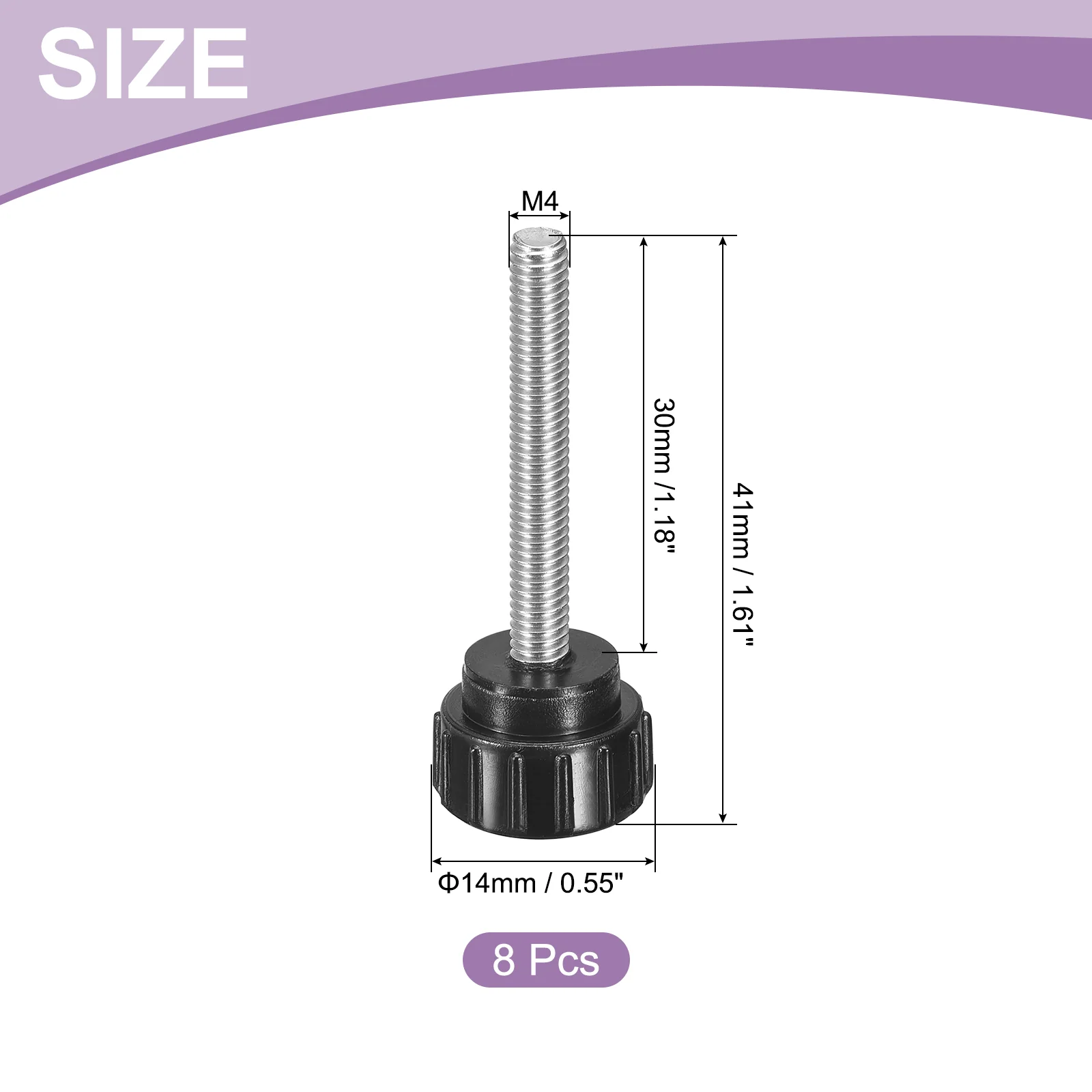 Uxcell 8Pcs M4 x 30mm Knurled Clamping Knob Thumb Clamping Knob Screw 14mm Dia - Image 2
