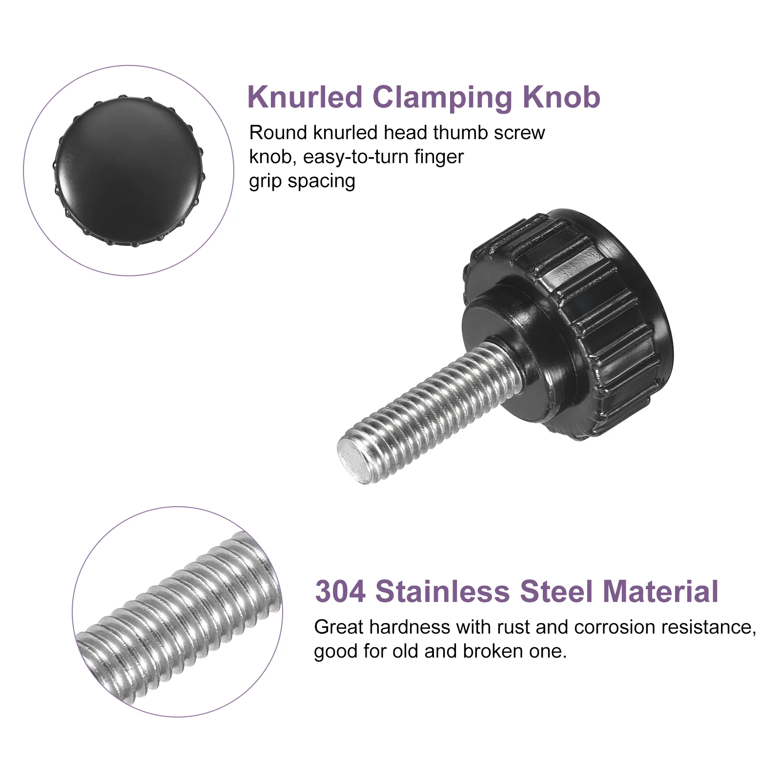 Uxcell 8Pcs M5 x 15mm Knurled Clamping Knob Thumb Clamping Knob Screw 18mm Dia - Image 3