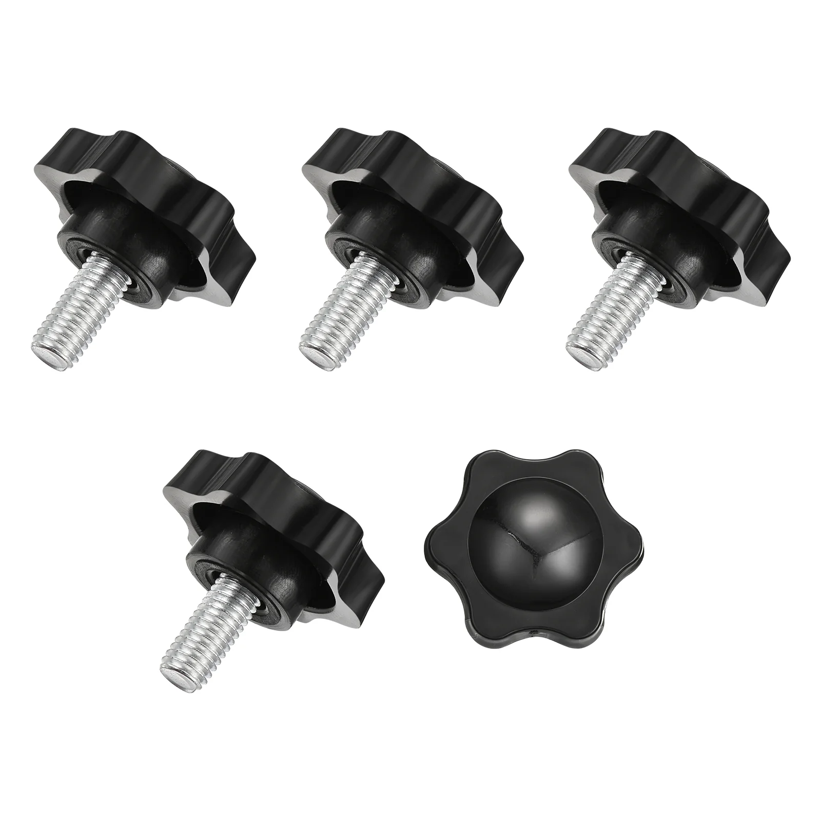 Uxcell 5Pcs Star Knobs, M8x16mm Plastic Hex Shaped Clamping Handle Screw Knobs, Hand Tightening Star Screw Knob for Machinery Umbrella Base Replacement