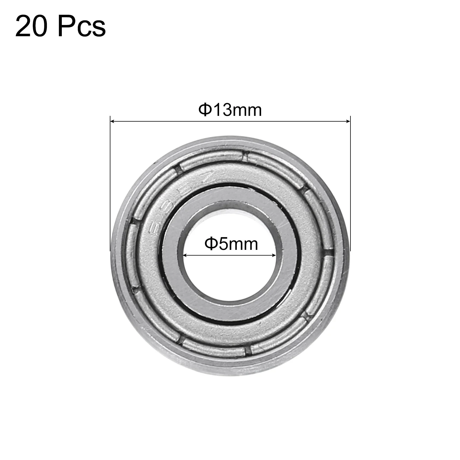 Uxcell 20pcs 695ZZ Deep Groove Ball Bearings 5x13x4mm Sealed, P0 (ABEC 1) - Image 2