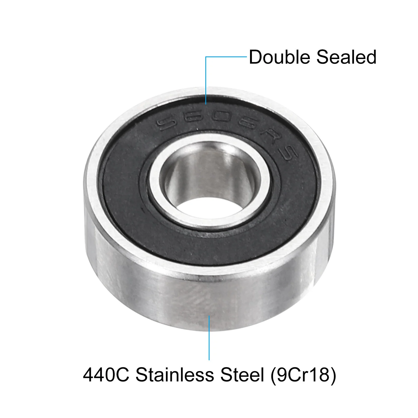 Uxcell 2Pcs S606-2RS Deep Groove Ball Bearings 6mmx17mmx6mm Sealed Stainless Steel - Image 4