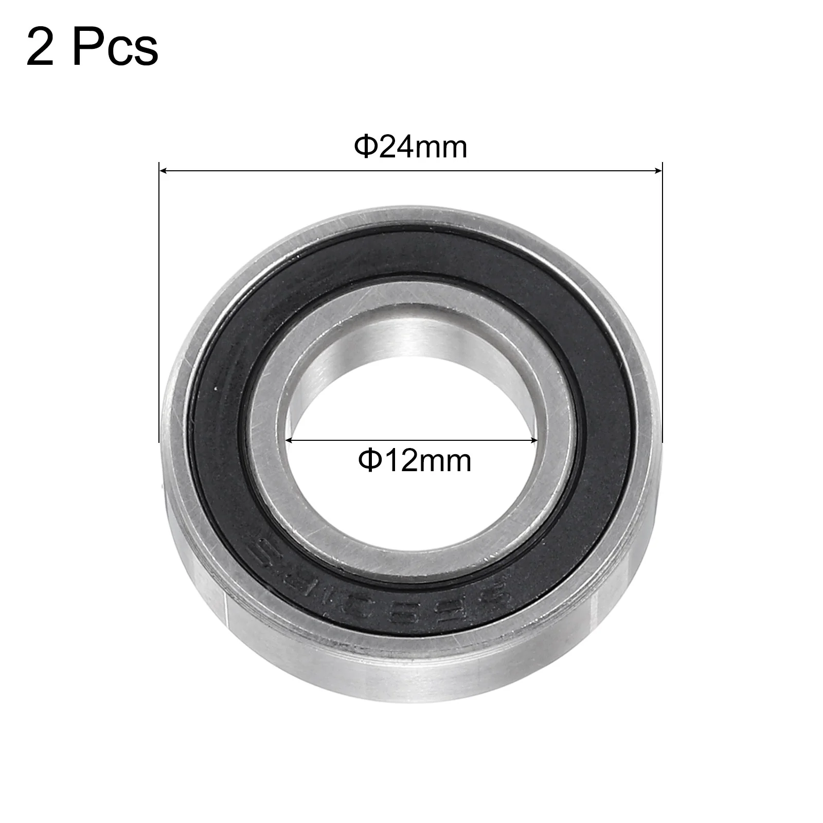 Uxcell 2Pcs S6901-2RS Deep Groove Ball Bearings 12mmx24mmx6mm Sealed Stainless Steel - Image 2