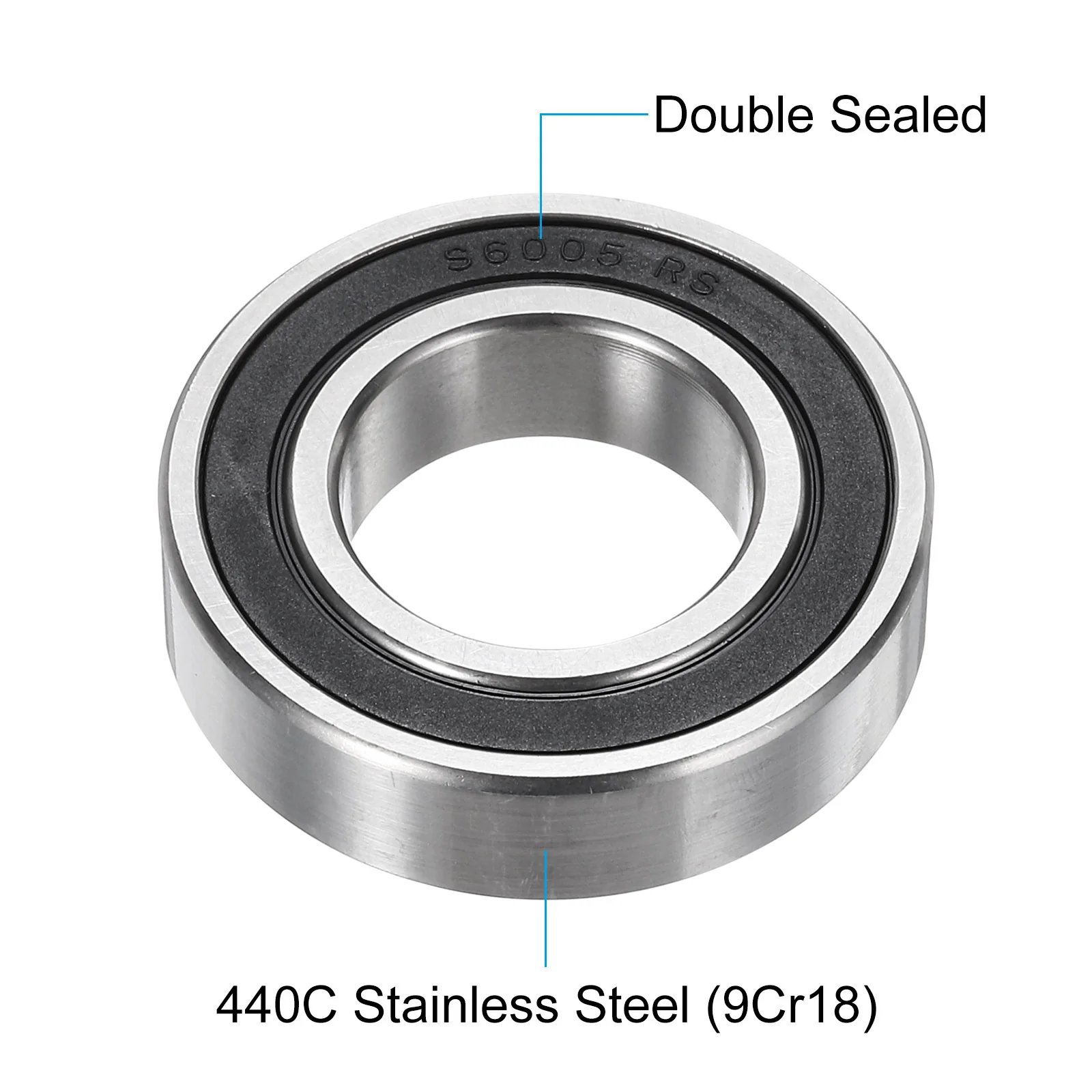 Uxcell 2Pcs S6005-2RS Deep Groove Ball Bearings 25mmx47mmx12mm Sealed Stainless Steel - Image 4