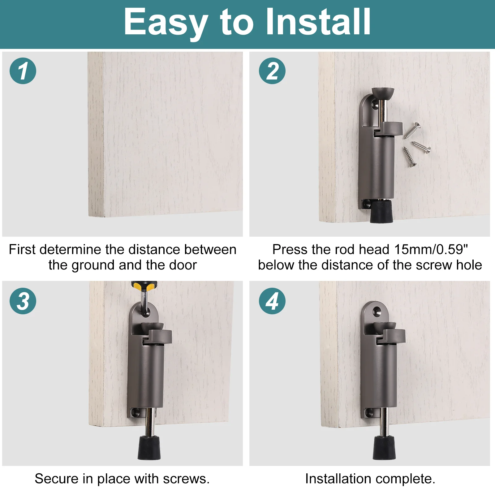 Uxcell 2 Pack Kickdown Door Stop, Distance from the Ground 25mm/0.98", Bronze - Image 5