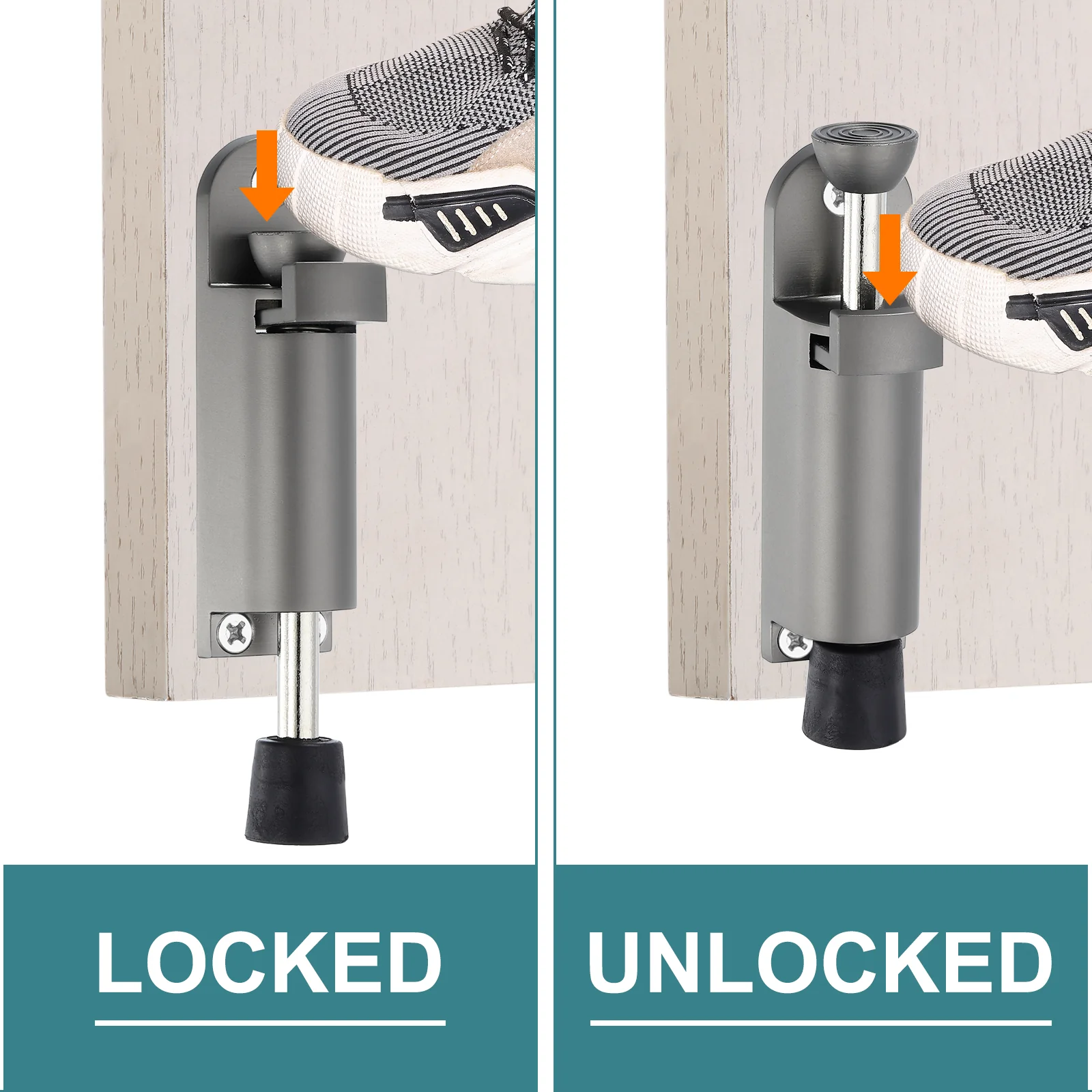 Uxcell 2 Pack Kickdown Door Stop, Distance from the Ground 25mm/0.98", Gray - Image 6