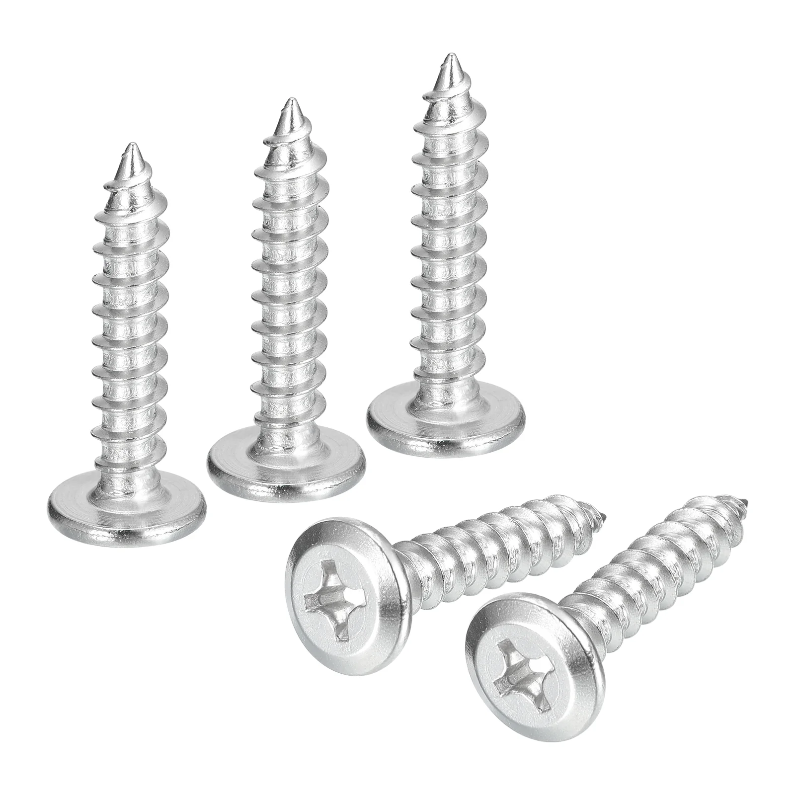 Uxcell M6x30mm Flat Head Phillips Drive Self Tapping Screws, 304, Silver, Pack of 25
