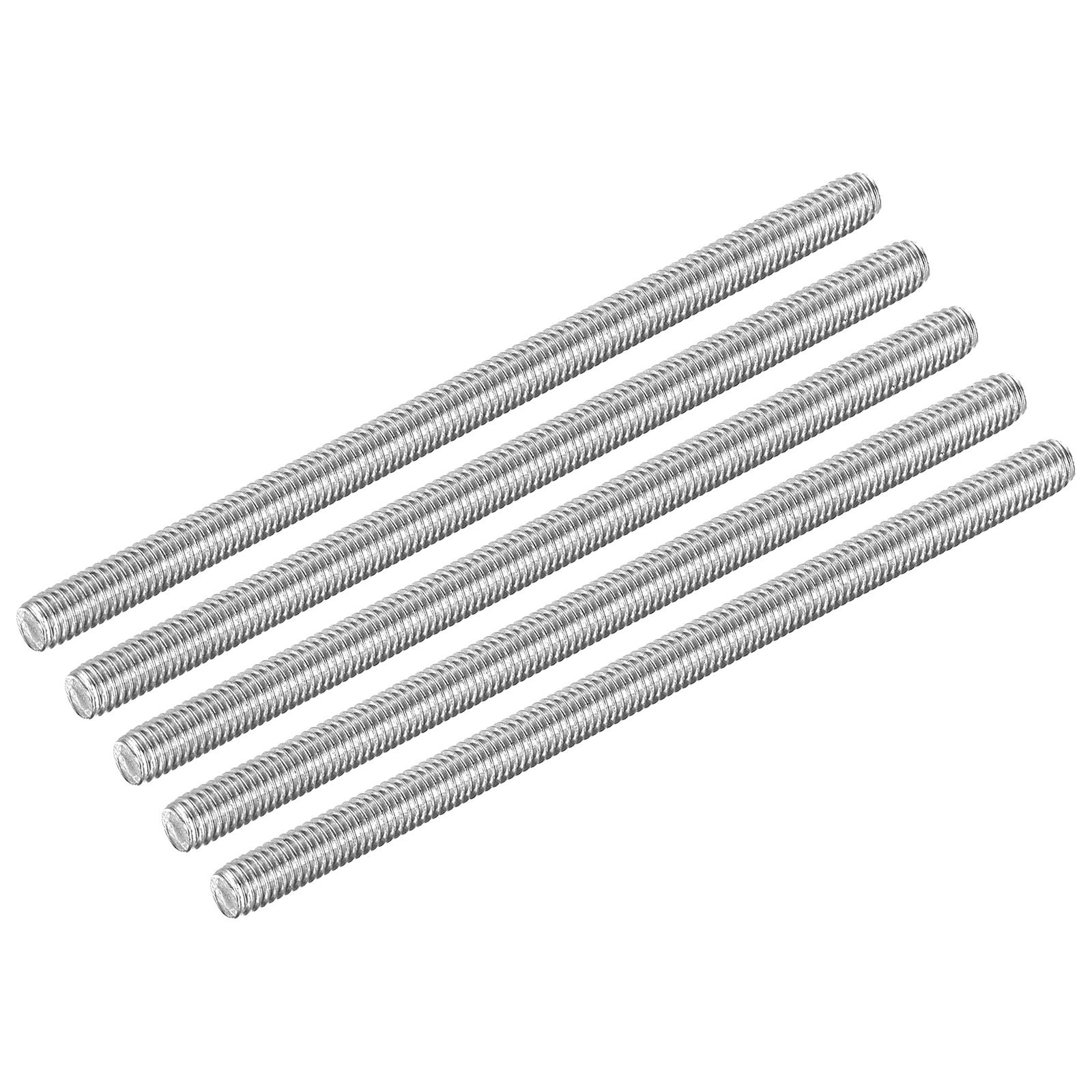 Uxcell 5Pcs M6 x 110mm Fully Threaded Rod 304 Stainless Steel Right Hand Threads Bar Studs for Anchors Bolts, Clamps, Hangers and U-Bolts, 1 Thread Pitch