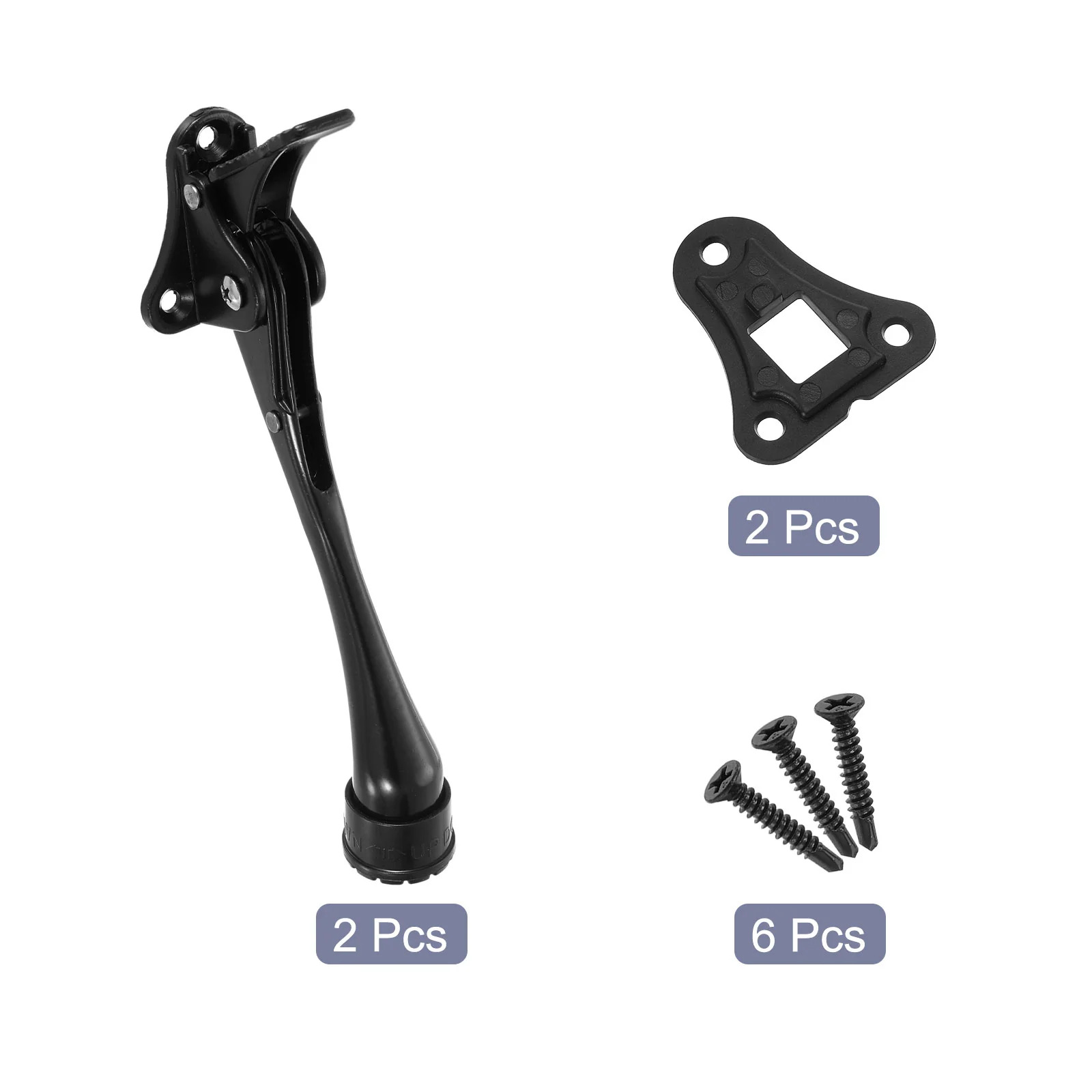 Uxcell 6 Inch Kickdown Door Stopper, Height-Adjustable Rubber Foot, (Black, 2 Pack) - Image 3