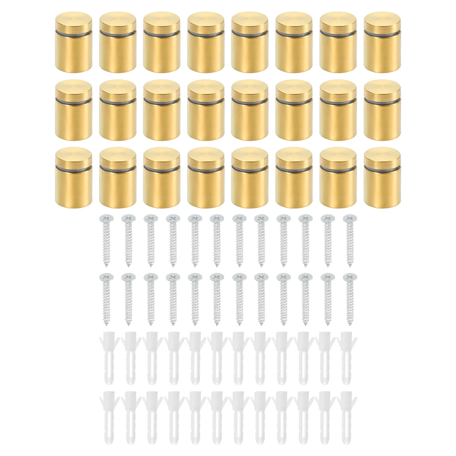Uxcell 24 Pcs Standoff Screws, 3/4" x 1" Stainless Steel Advertising Screws Wall Standoff Mounts Hardware for Acrylic Picture Frame Glass Signs Hanging, Gold
