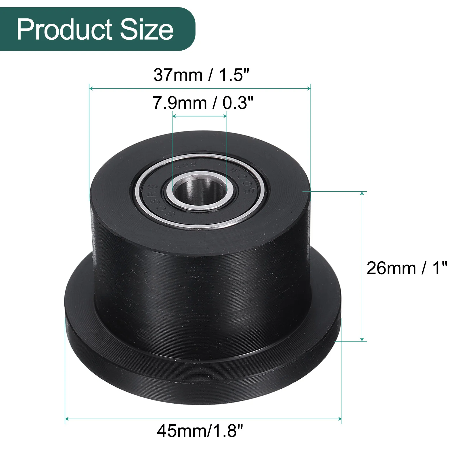 Uxcell 4 Pack Nylon Machined Wheels/Rollers Gym Replacement Wheels, Black - Image 2