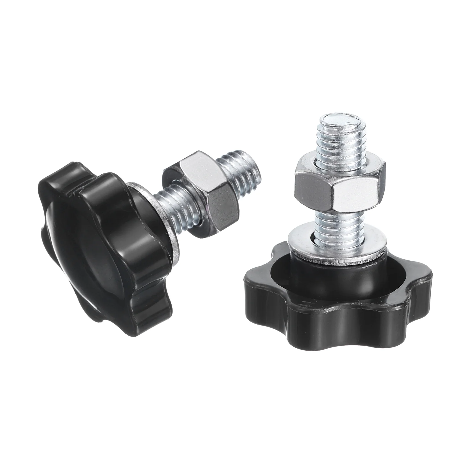 Uxcell 8pcs Star Knobs M10 x 25mm Zinc Plated Steel Stud 38mm 6-Star Head Nuts Washers - Image 4