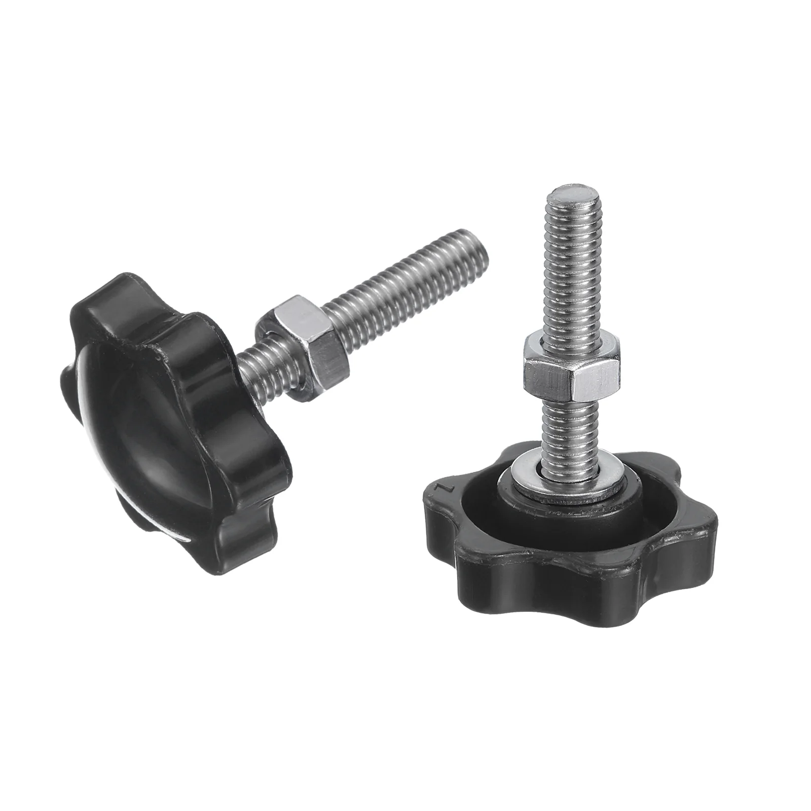Uxcell 8pcs Star Knobs M6 x 30mm 304 Stainless Steel Stud 32mm 6-Star Head Nuts Washers - Image 4