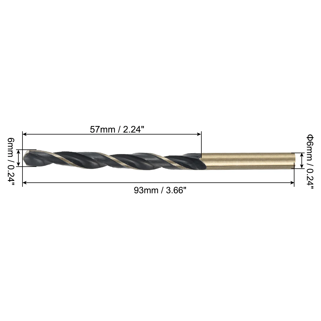 Uxcell 4pcs Straight Shank Twist Drill Bits 6mm TiN Coated High Speed Steel 4341 - Image 2