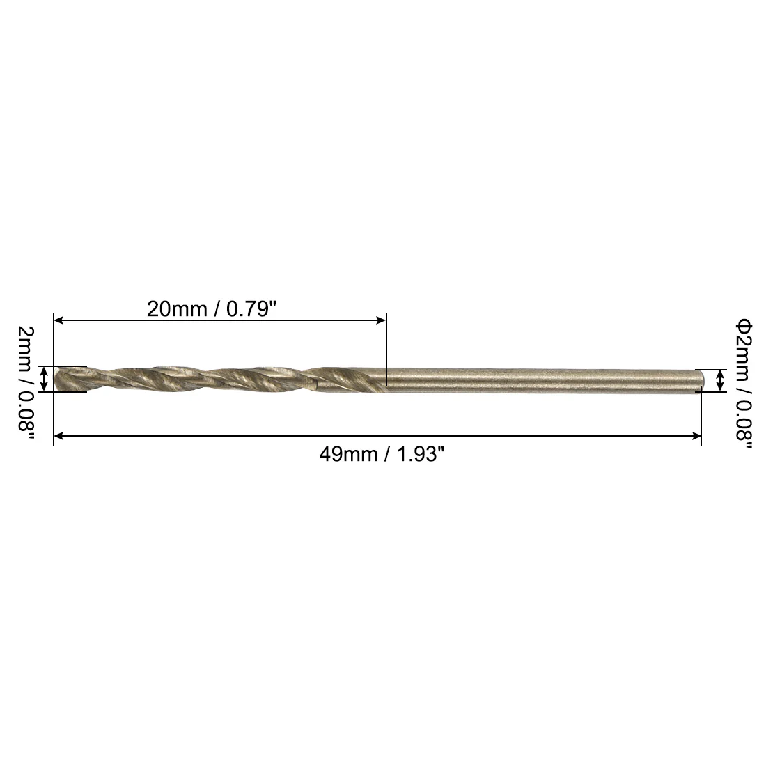 Uxcell 24pcs Straight Shank Twist Drill Bits 2mm TiN Coated High Speed Steel 4341 - Image 2