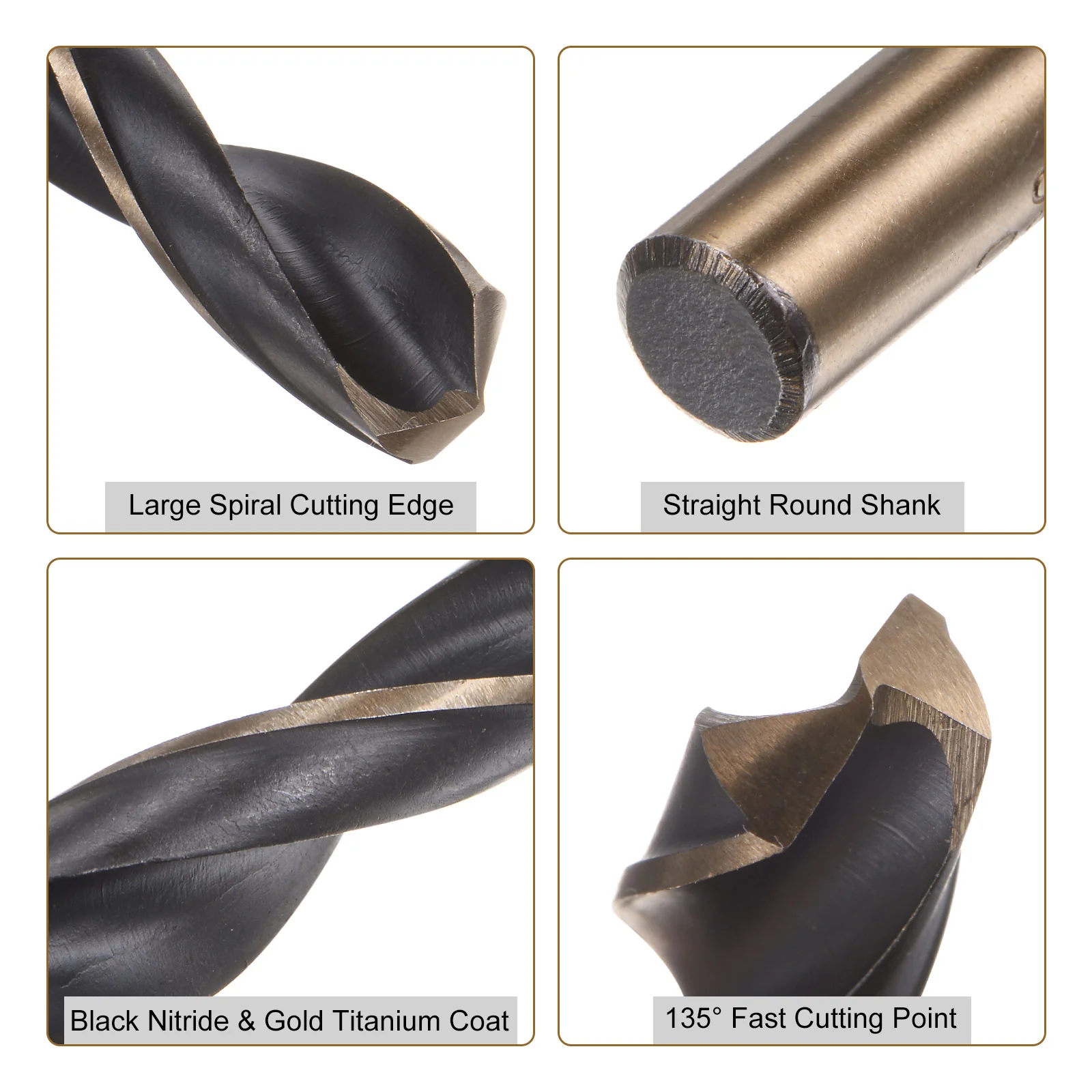 Uxcell 4pcs 10mm Titanium & Nitride Coated M2 High Speed Steel Twist Jobber Drill Bits - Image 3