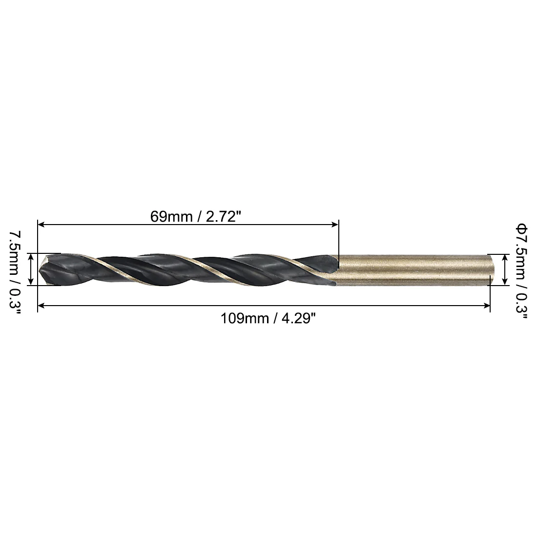 Uxcell 24pcs Straight Shank Twist Drill Bits 7.5mm TiN Coated High Speed Steel 4341 - Image 2