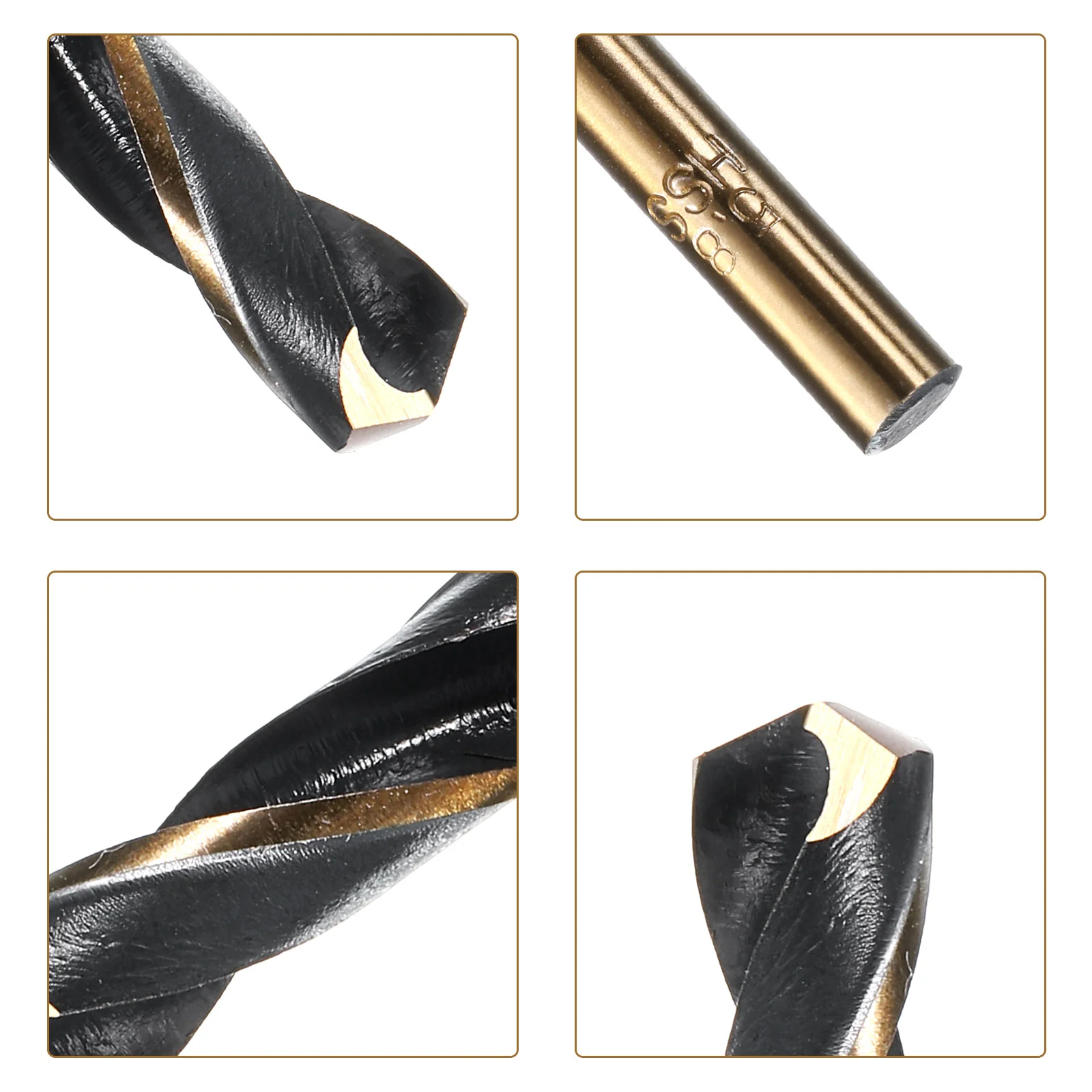 Uxcell 5pcs Straight Shank Twist Drill Bits 5.8mm TiN Coated High Speed Steel 4341 - Image 3