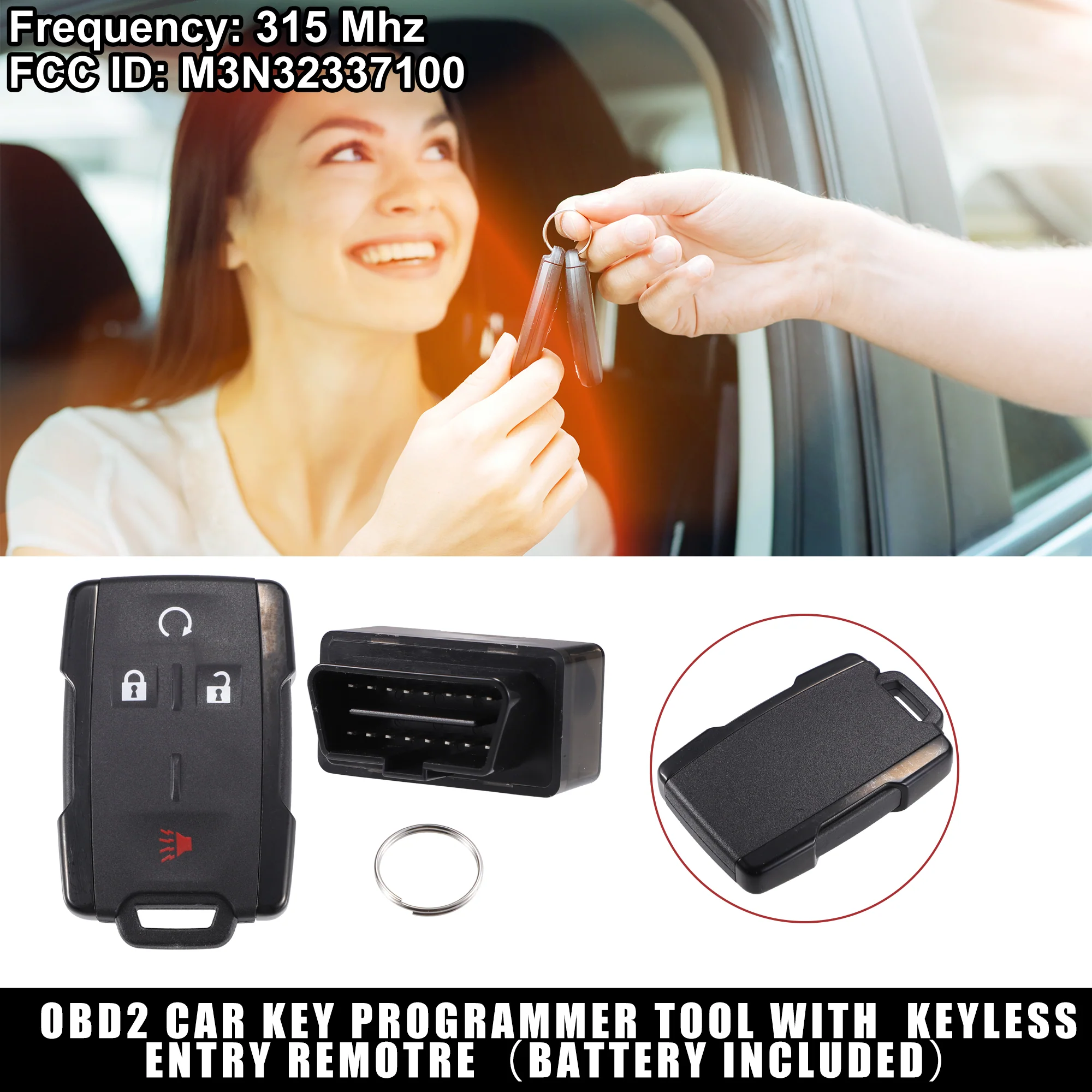 OBD2 Key Fob Programmer with Keyless Entry Remote for Chevy Silverado for GMC Sierra 14-18 M3N32337100 315Mhz - Image 9