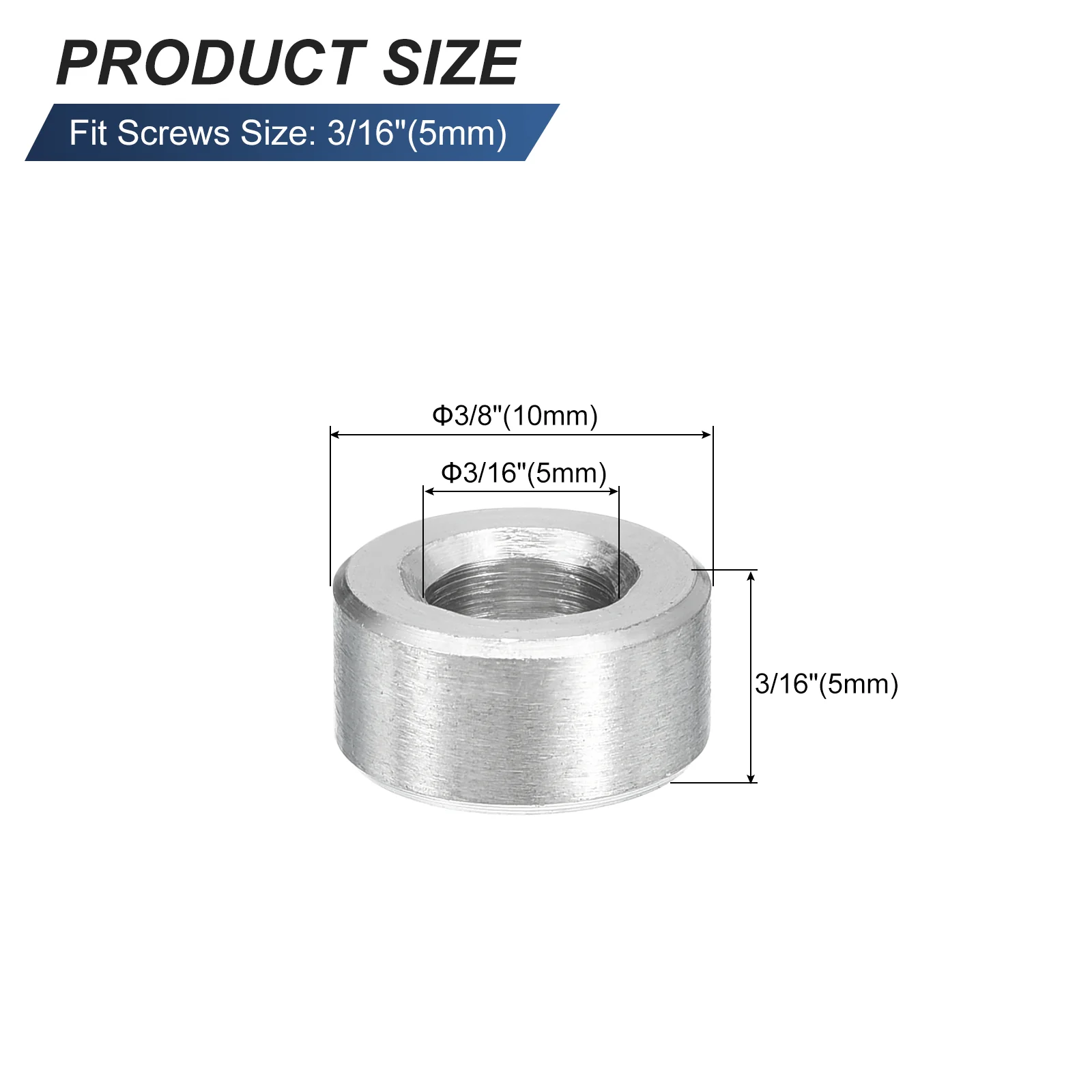 Uxcell 10 Pcs Stainless Steel Spacers, 5mm ID x 10mm OD x 5mmL 304 Stainless Steel Bushing Screw Standoff Unthreaded Round Spacer for 3/16" or M5 Screws Bolts Nuts - Image 2