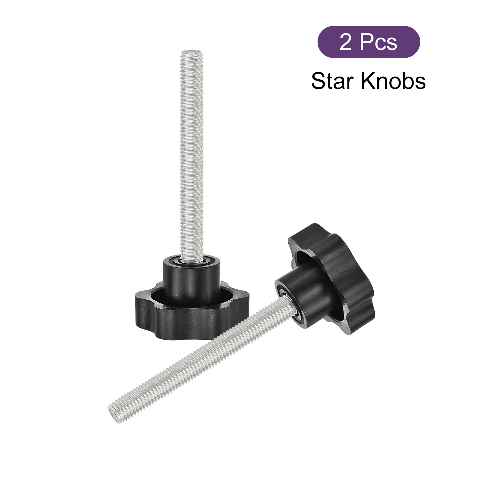 Uxcell 2Pcs Star Knobs, M10x90mm Plastic Hex Shaped Clamping Handle Screw Knobs, Hand Tightening Star Screw Knobs for Machinery Umbrella Base Replacement - Image 3