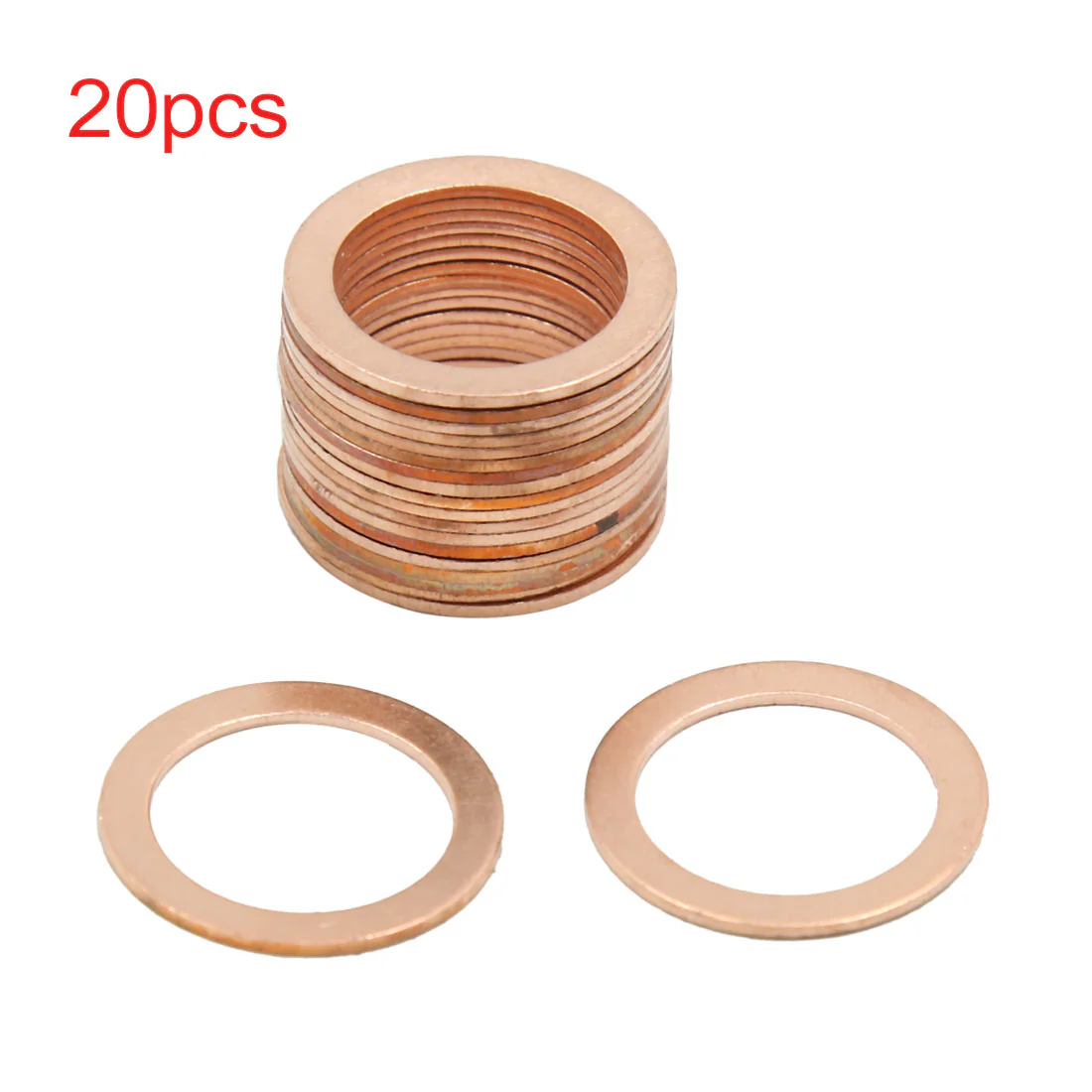 18mm Inner Dia Copper Crush Washers Flat Sealing Gaskets Rings 20pcs - Image 2
