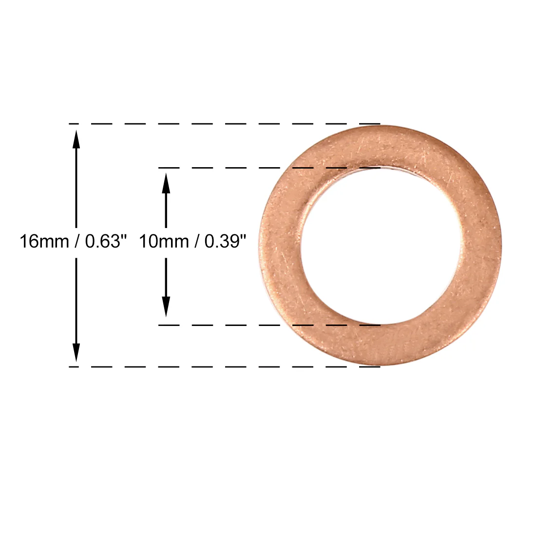 10pcs Copper Washer Flat Sealing Gasket Ring Spacer for Car 10 x 16 x 1.5mm - Image 4