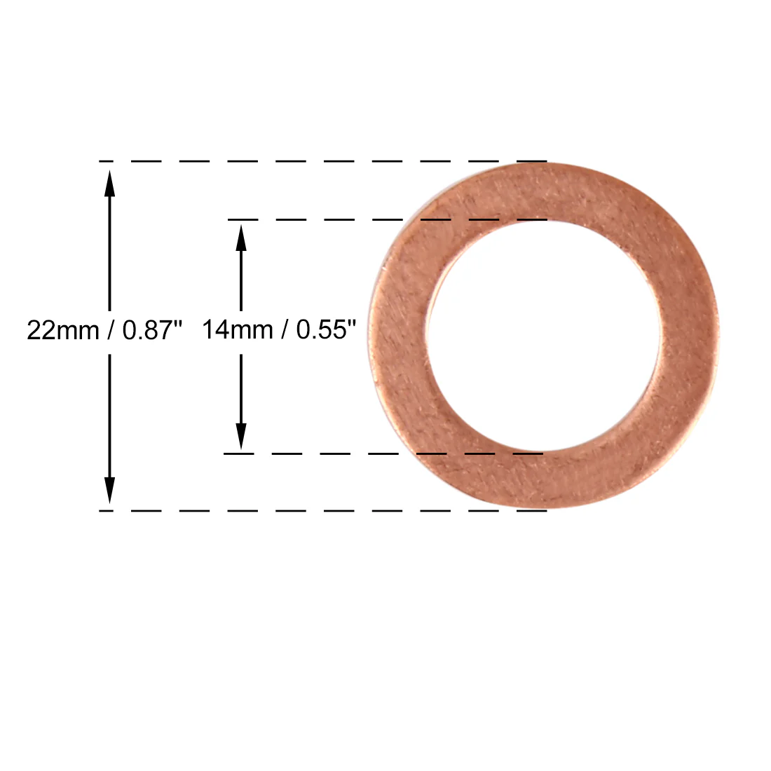 10pcs Copper Washer Flat Sealing Gasket Ring Spacer for Car 14 x 22 x 1.5mm - Image 4