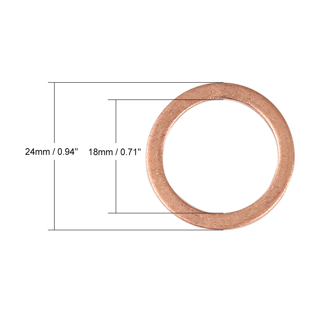 8pcs Copper Washer Flat Sealing Gasket Ring Spacer for Car 18 x 24 x 1.5mm - Image 4
