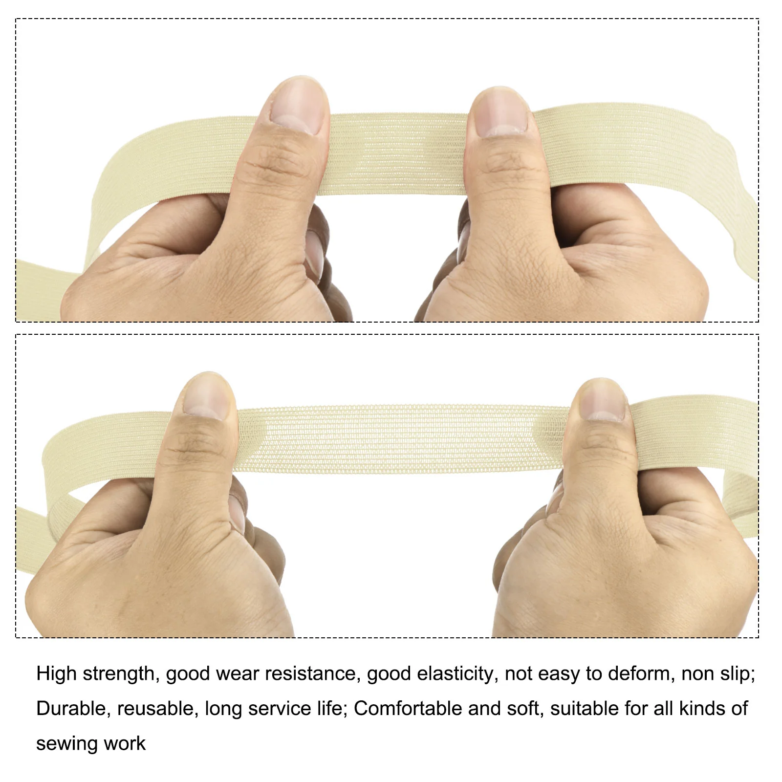 Elastic Bands for Sewing 1" 20 Yard Beige Knit Elastic Spool High Elasticity for Wigs, Waistband, Pants - Image 3