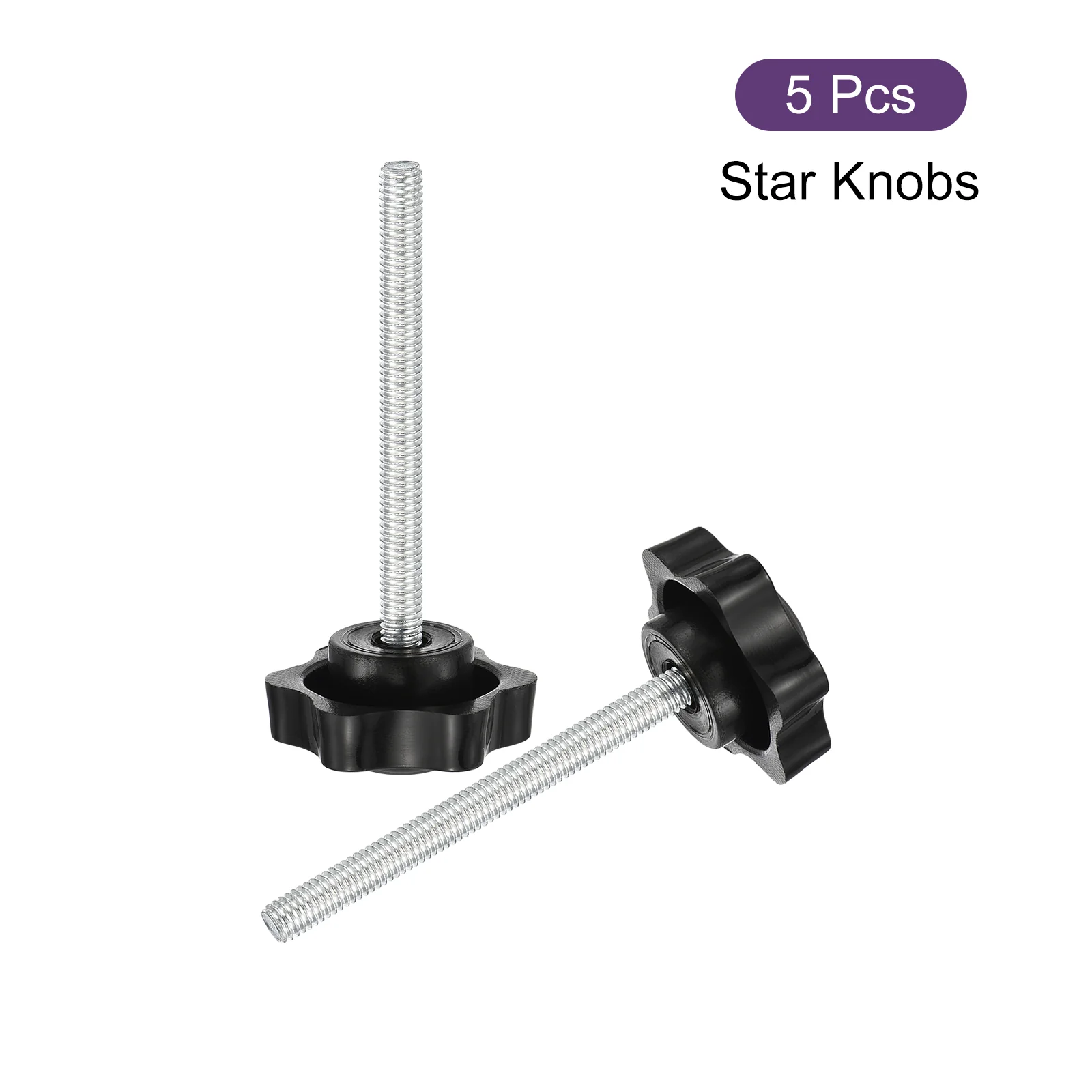 Uxcell 5Pcs Star Knobs, M6x70mm Plastic Hex Shaped Clamping Handle Screw Knobs, Hand Tightening Star Screw Knob for Machinery Umbrella Base Replacement - Image 3