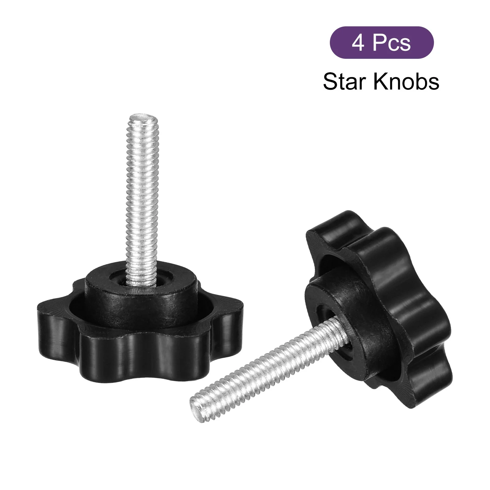 Uxcell 4Pcs Clamping Screw Knob, M4 x 20mm Hex Shaped Star Knob, 25mm Dia - Image 3