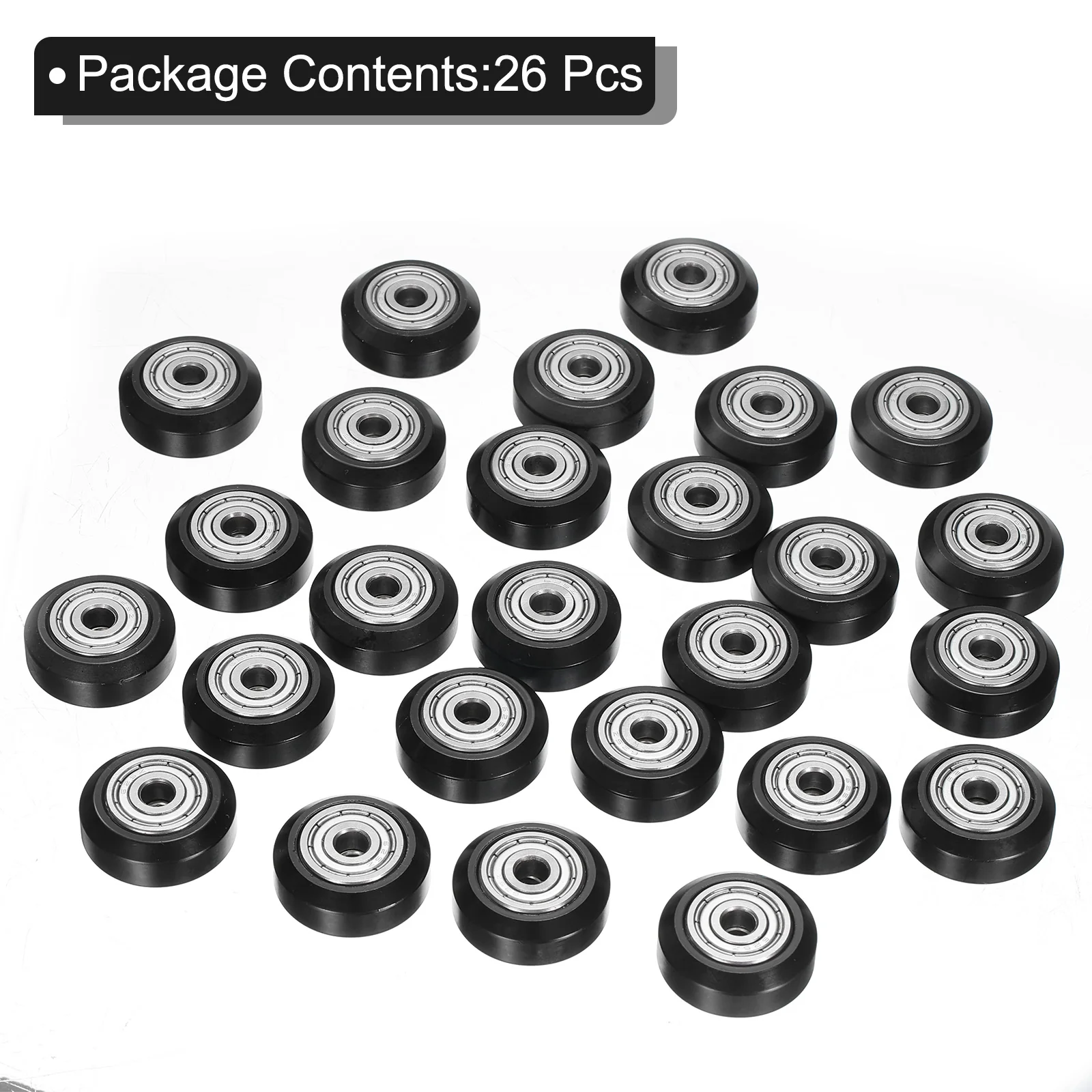 Uxcell 3D Printer POM Rollers, 26pcs High-Speed Gantry Wheels with 625ZZ, Black - Image 3