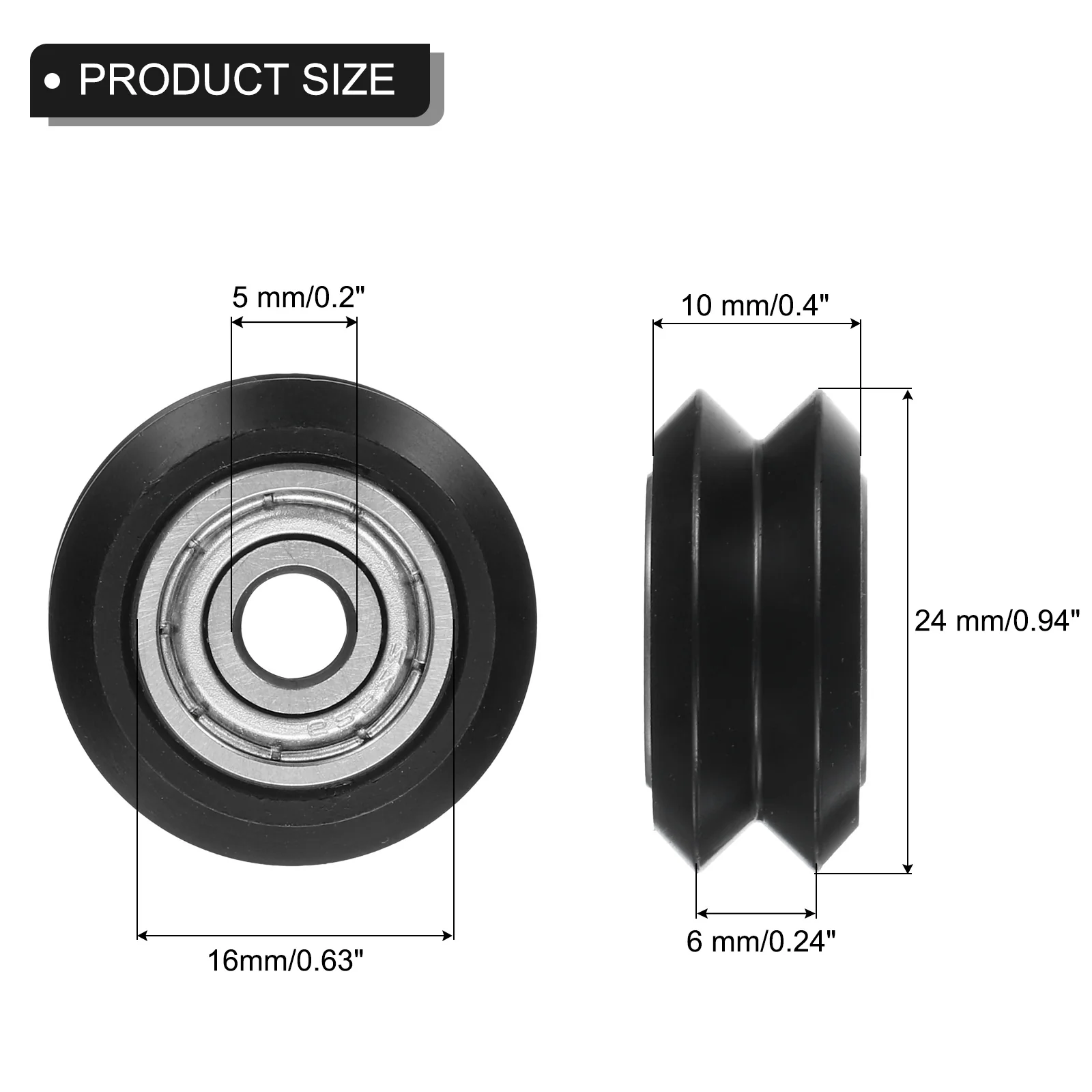 Uxcell 3D Printer V-Slot Rollers, 20pcs High-Speed Gantry Wheels with 625ZZ, Black - Image 2