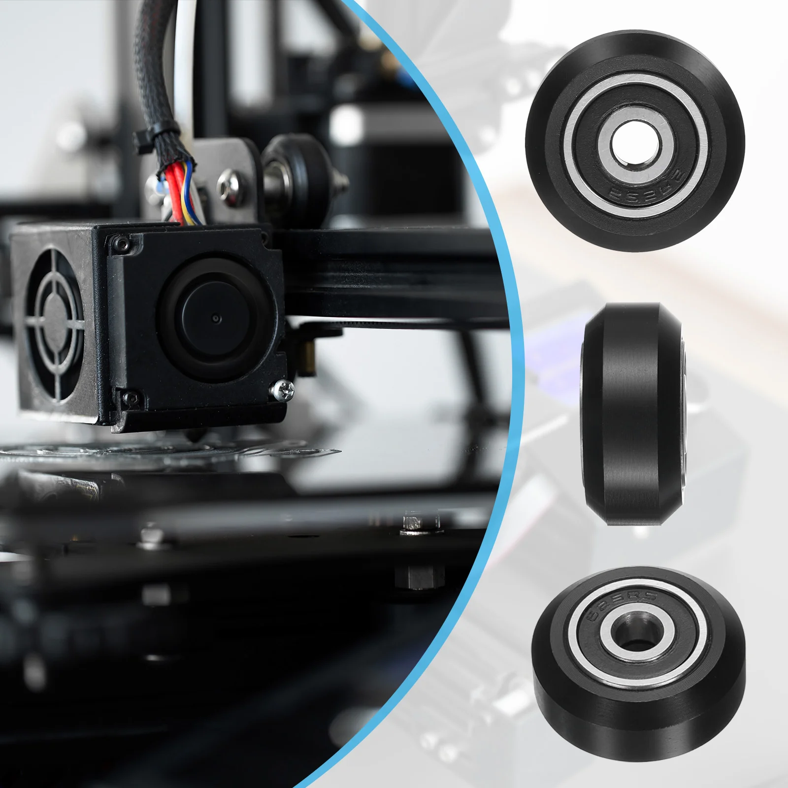 Uxcell 3D Printer POM Rollers, 26pcs High-Speed Gantry Wheels with 625RS, Black - Image 4