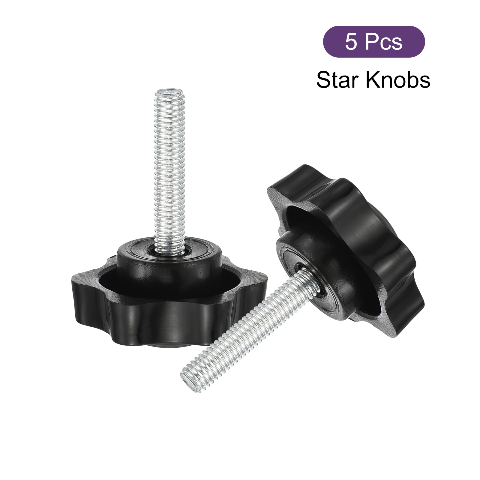 Uxcell 5Pcs Star Knobs, M6x30mm Plastic Hex Shaped Clamping Handle Screw Knobs, Hand Tightening Star Screw Knob for Machinery Umbrella Base Replacement - Image 3