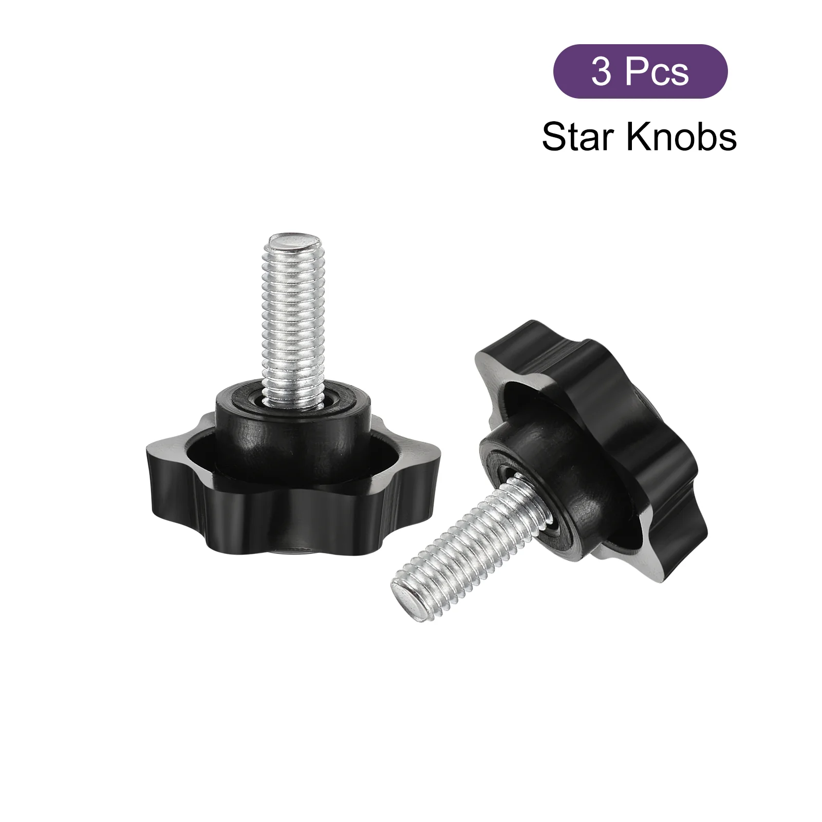 Uxcell 3Pcs Star Knobs, M8x20mm Plastic Hex Shaped Clamping Handle Screw Knobs, Hand Tightening Star Screw Knobs for Machinery Umbrella Base Replacement - Image 3