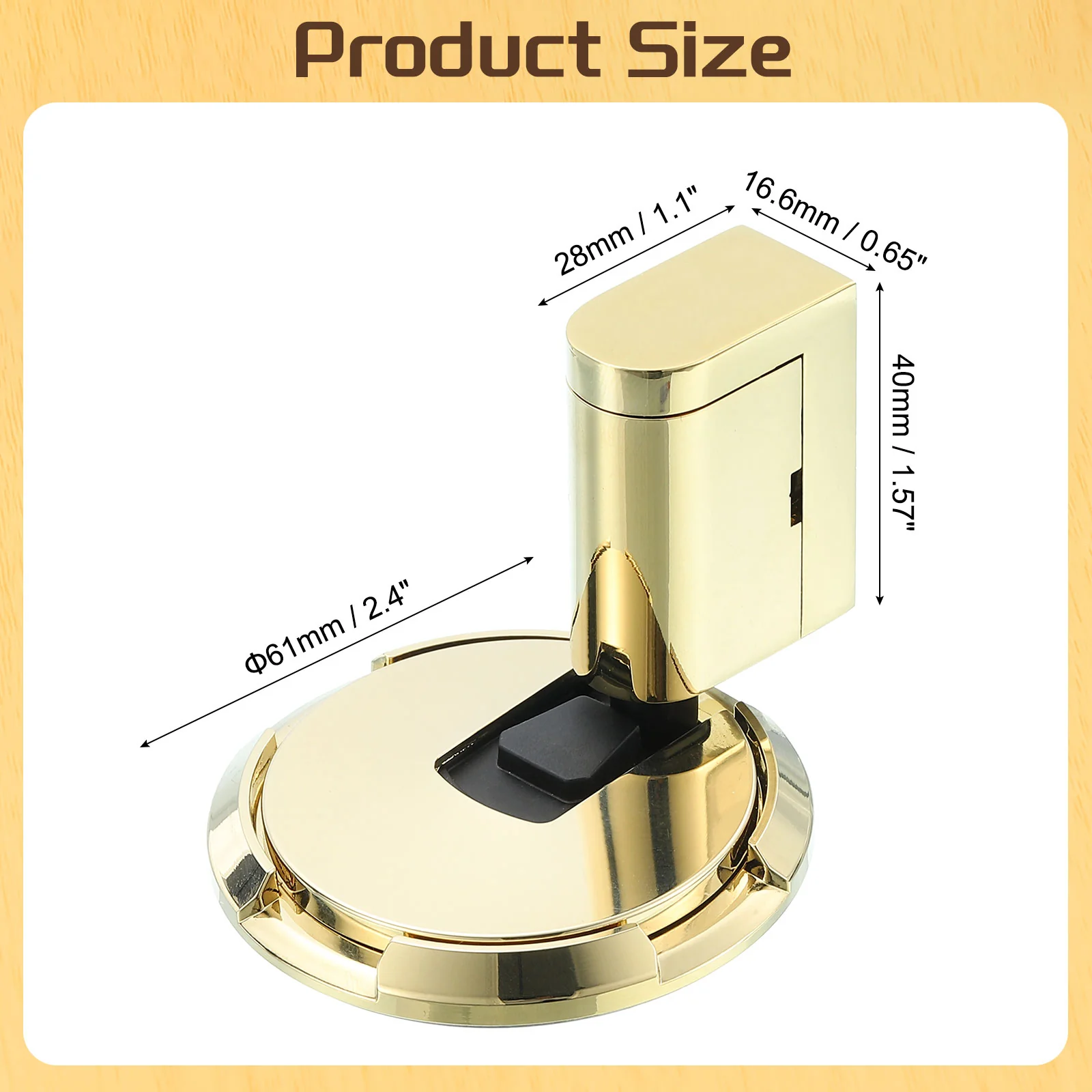 Uxcell Magnetic Door Stopper, Silent Magnetic Floor Door Stop with Adhesive, Gold - Image 2