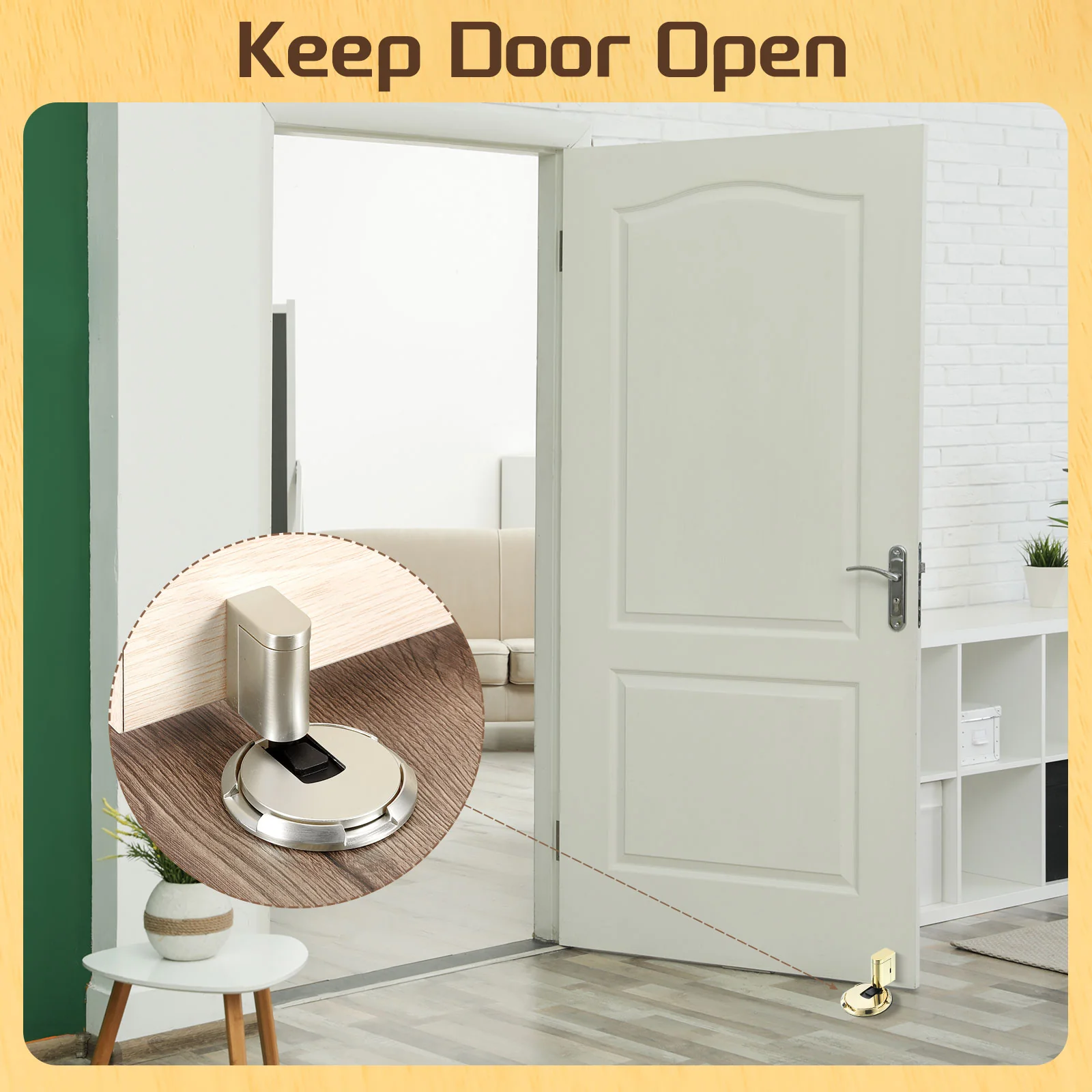 Uxcell 4Pcs Magnetic Door Stopper, Silent Magnetic Floor Stop with Adhesive, Brushed - Image 6