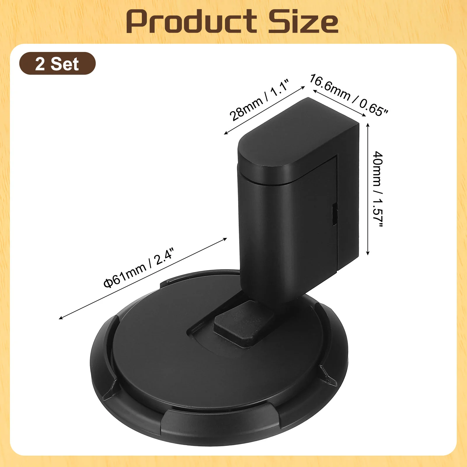 Uxcell 2Pcs Magnetic Door Stopper, Silent Magnetic Floor Door Stop with Adhesive, Black - Image 2