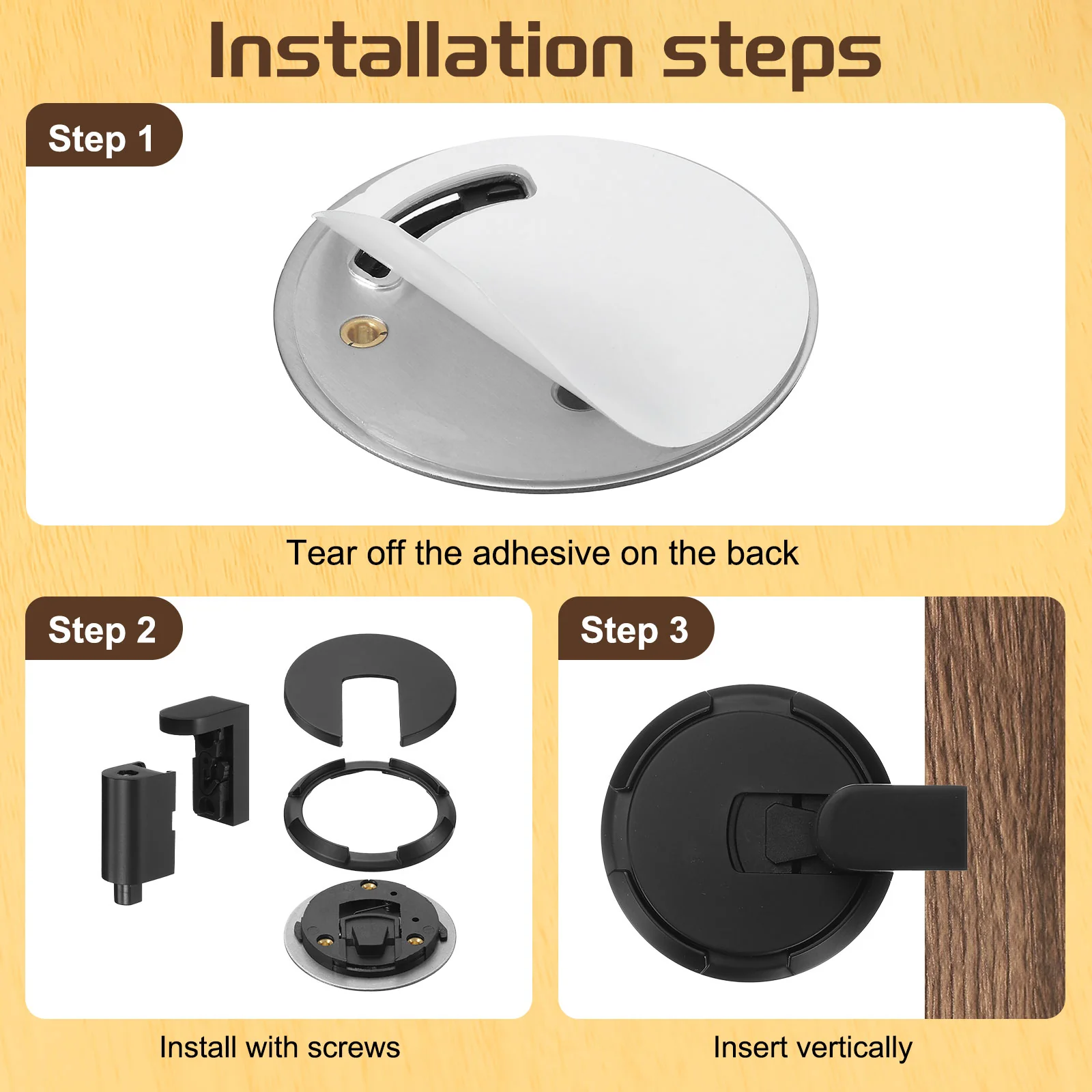 Uxcell Magnetic Door Stopper, Silent Magnetic Floor Door Stop with Adhesive, Black - Image 5